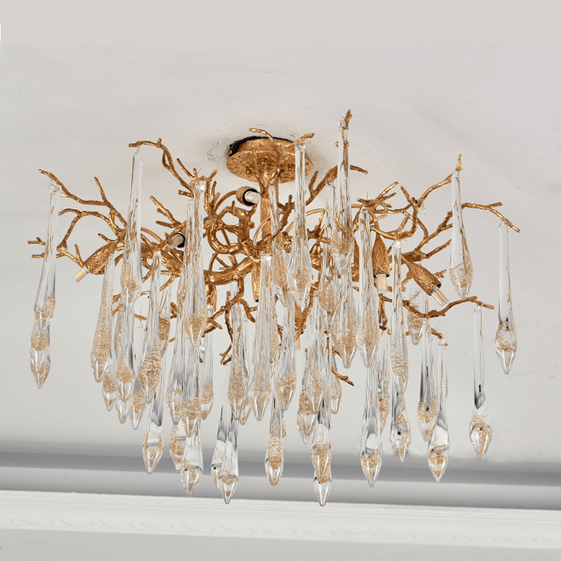 Agnes Brass Branch Crystal Ceiling Light - 31.5" LJoyfuzzy