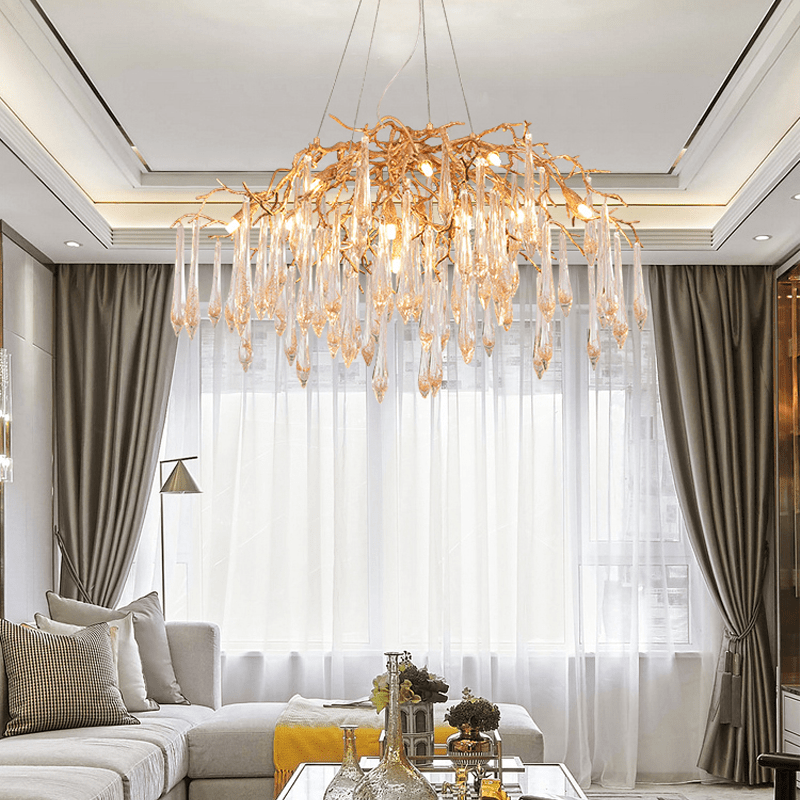 Agnes Brass Branch Crystal Chandelier - 25.59" LJoyfuzzy