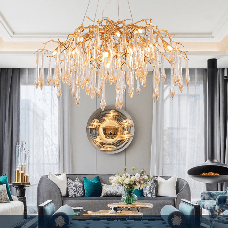 Agnes Brass Branch Crystal Chandelier - 35.43" LJoyfuzzy