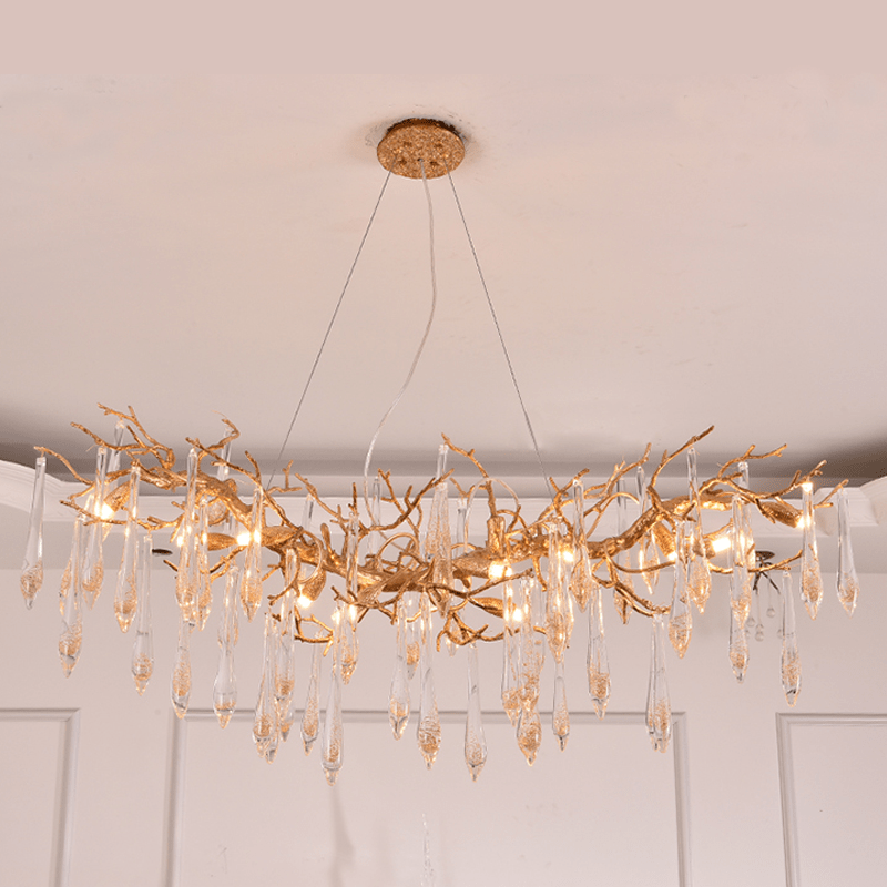 Agnes Brass Branch Crystal Chandelier For Dining Room - 39.37“ LJoyfuzzy