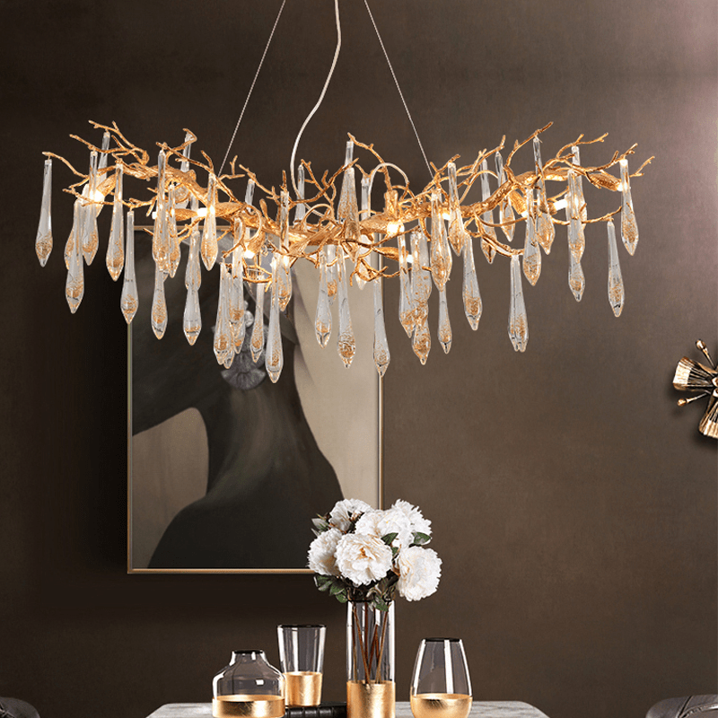 Agnes Brass Branch Crystal Chandelier For Dining Room - 39.37“ LJoyfuzzy