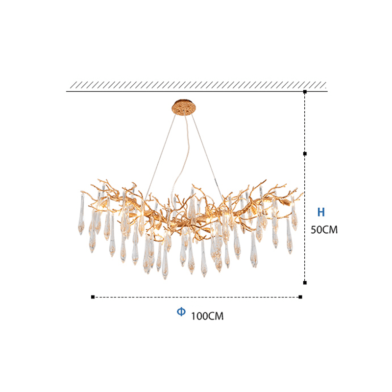 Agnes Brass Branch Crystal Chandelier For Dining Room - 47.24“ LJoyfuzzy