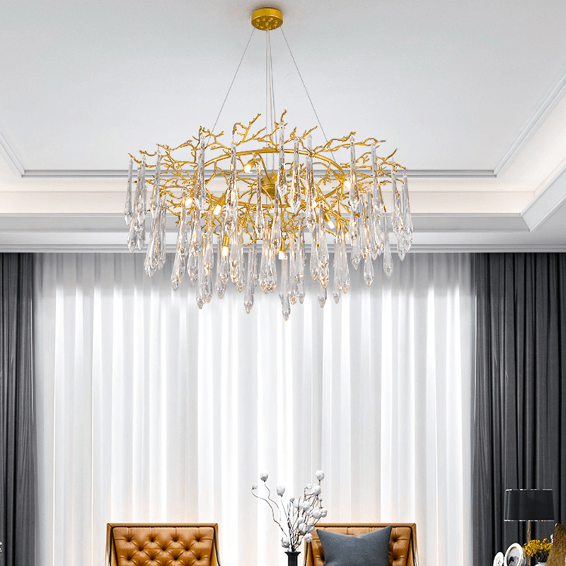 Agnes Round Branch Crystal Chandelier - 23.62" diamJoyfuzzy