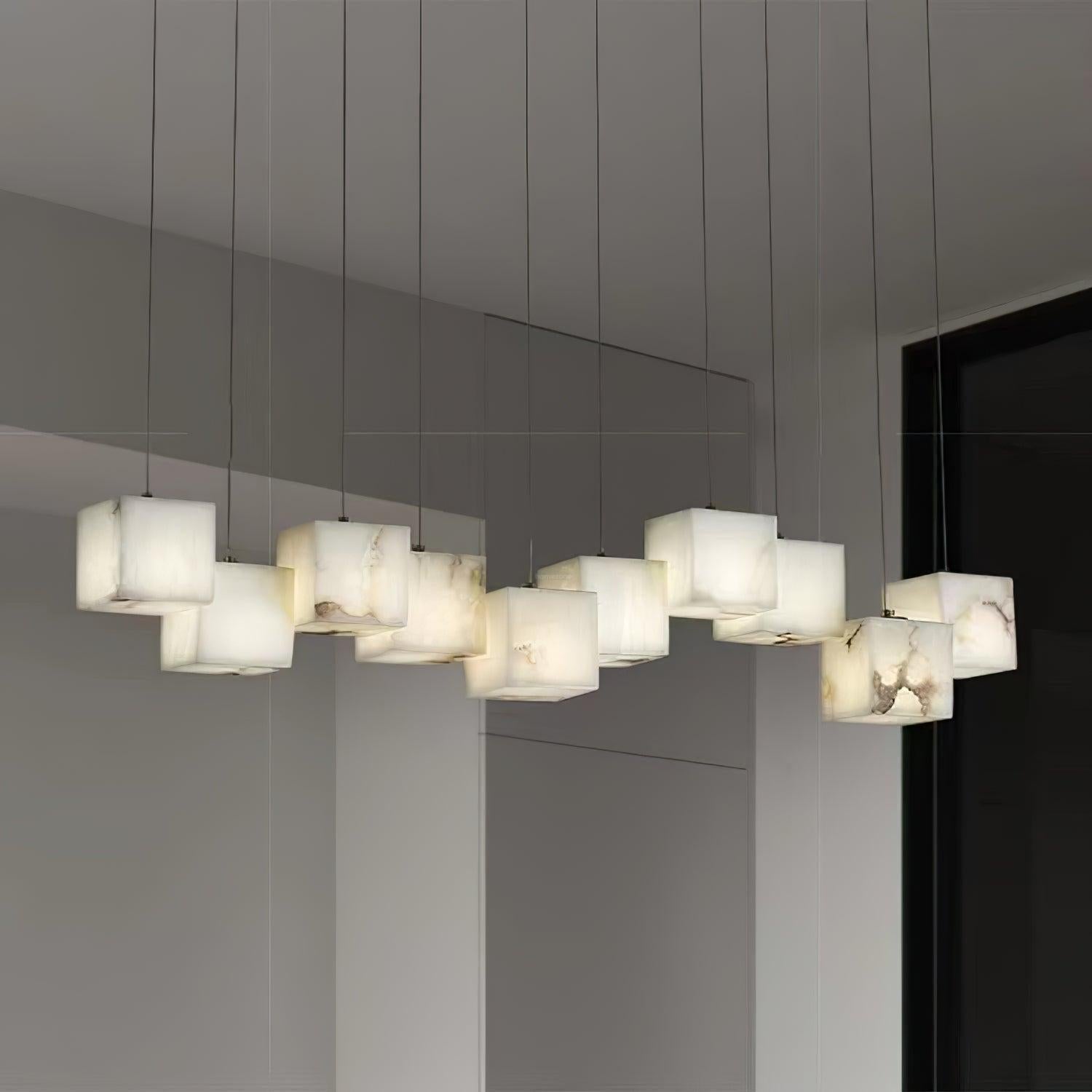 Alabaster Box Linear Chandelier - 6 heads L 28.3" x W 4.7"x H 78.7" / L 72cm x W 12cm x H 200cmWhiteJoyfuzzy