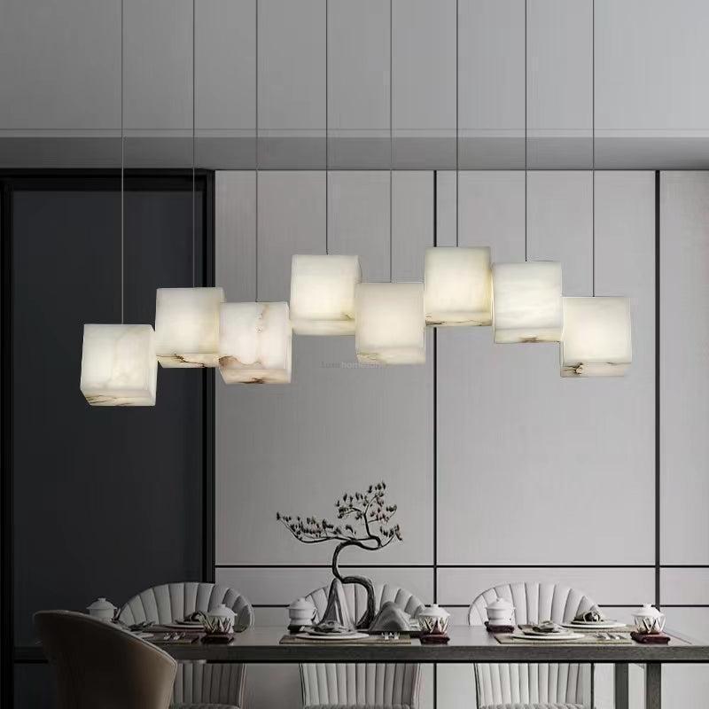 Alabaster Box Linear Chandelier - 6 heads L 28.3" x W 4.7"x H 78.7" / L 72cm x W 12cm x H 200cmWhiteJoyfuzzy