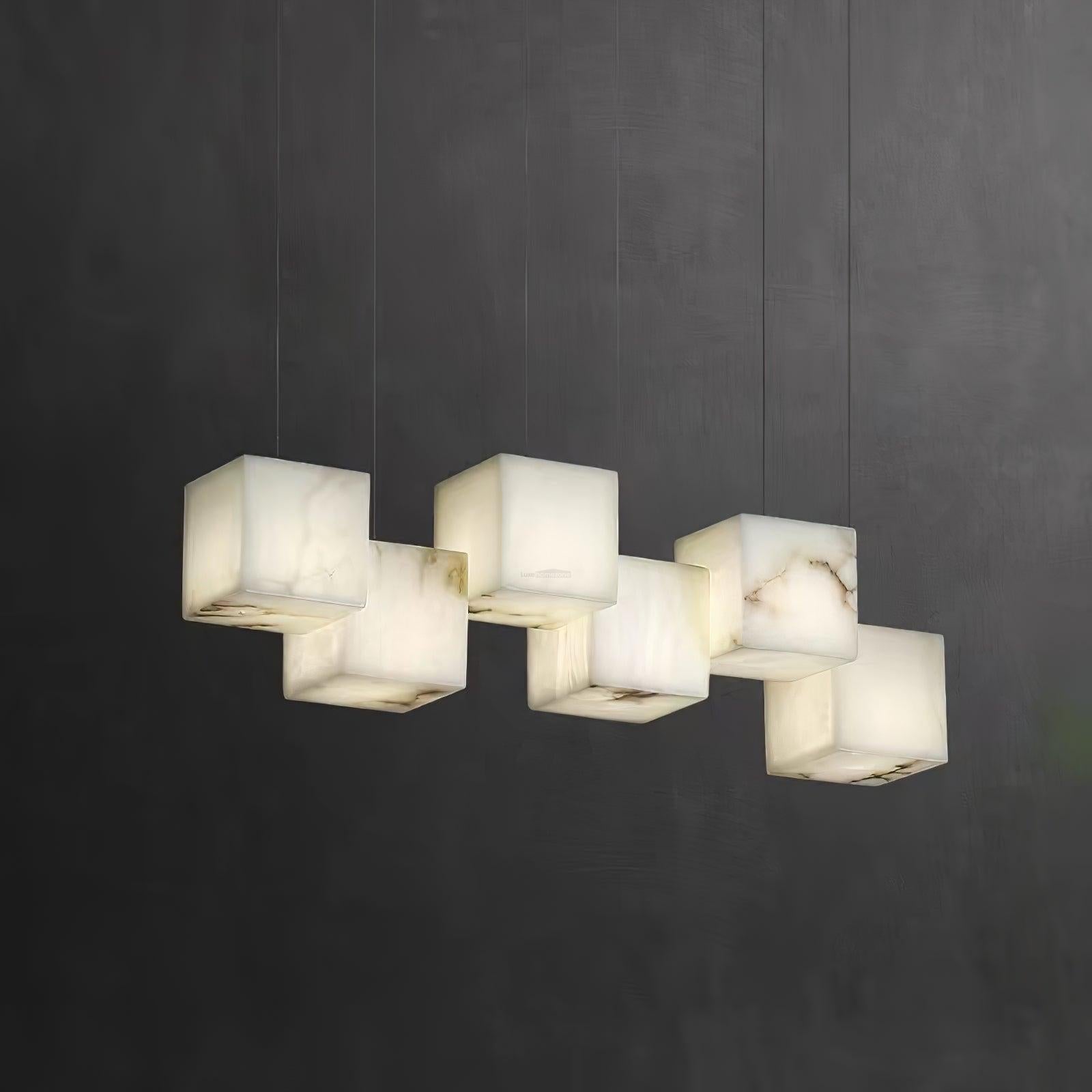 Alabaster Box Linear Chandelier - 6 heads L 28.3" x W 4.7"x H 78.7" / L 72cm x W 12cm x H 200cmWhiteJoyfuzzy