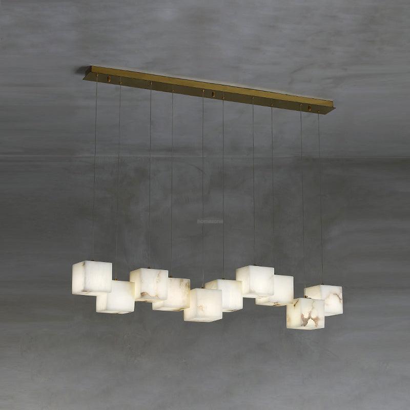 Alabaster Box Linear Chandelier - 10 heads L 47.2" x W 4.7"x H 78.7" / L 120cm x W 12cm x H 200cmWhiteJoyfuzzy