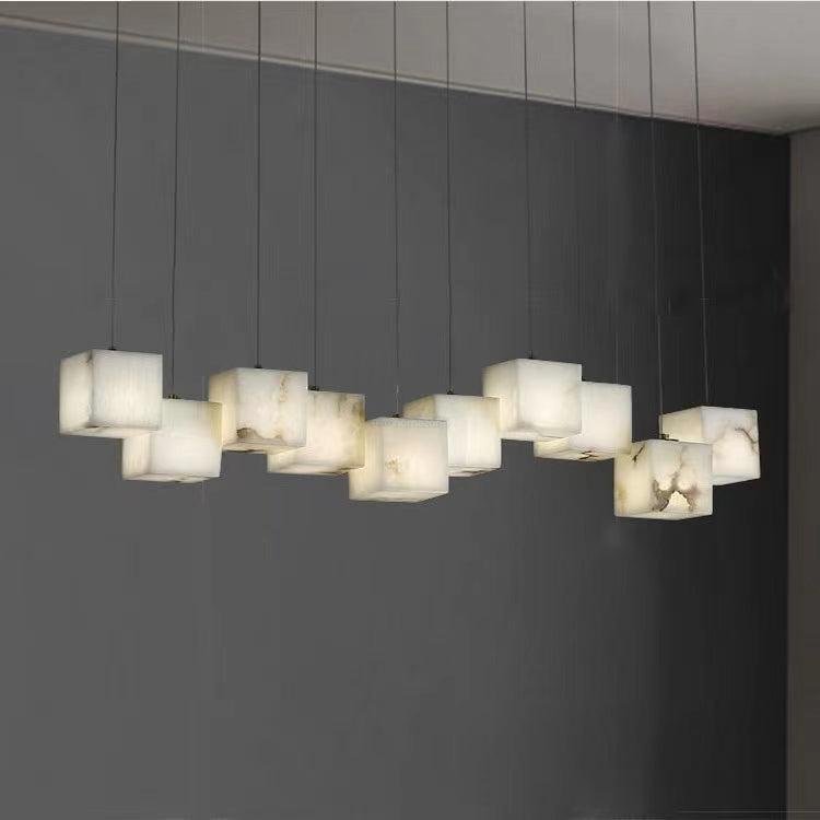 Alabaster Box Linear Chandelier - 6 heads L 28.3" x W 4.7"x H 78.7" / L 72cm x W 12cm x H 200cmWhiteJoyfuzzy