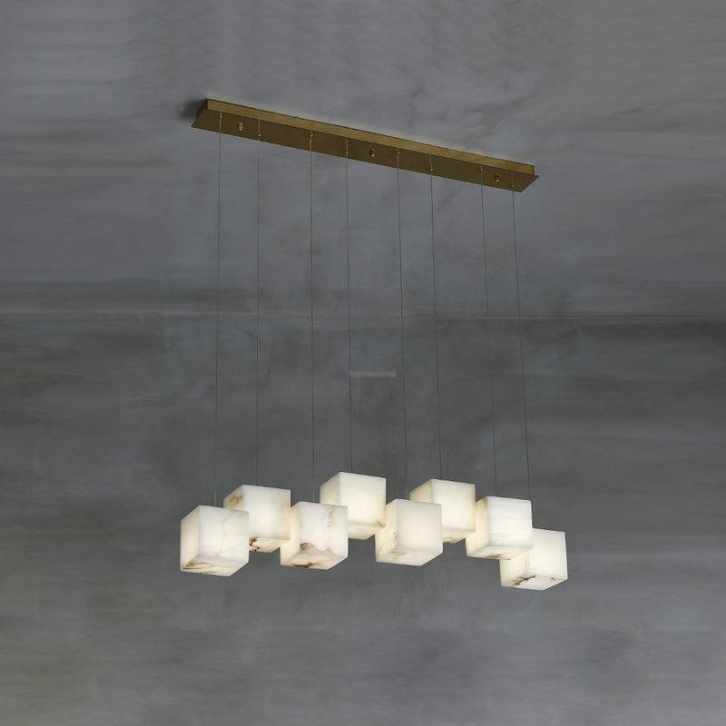 Alabaster Box Linear Chandelier - 8 heads L 37.8" x W 4.7"x H 78.7" / L 96cm x W 12cm x H 200cmWhiteJoyfuzzy