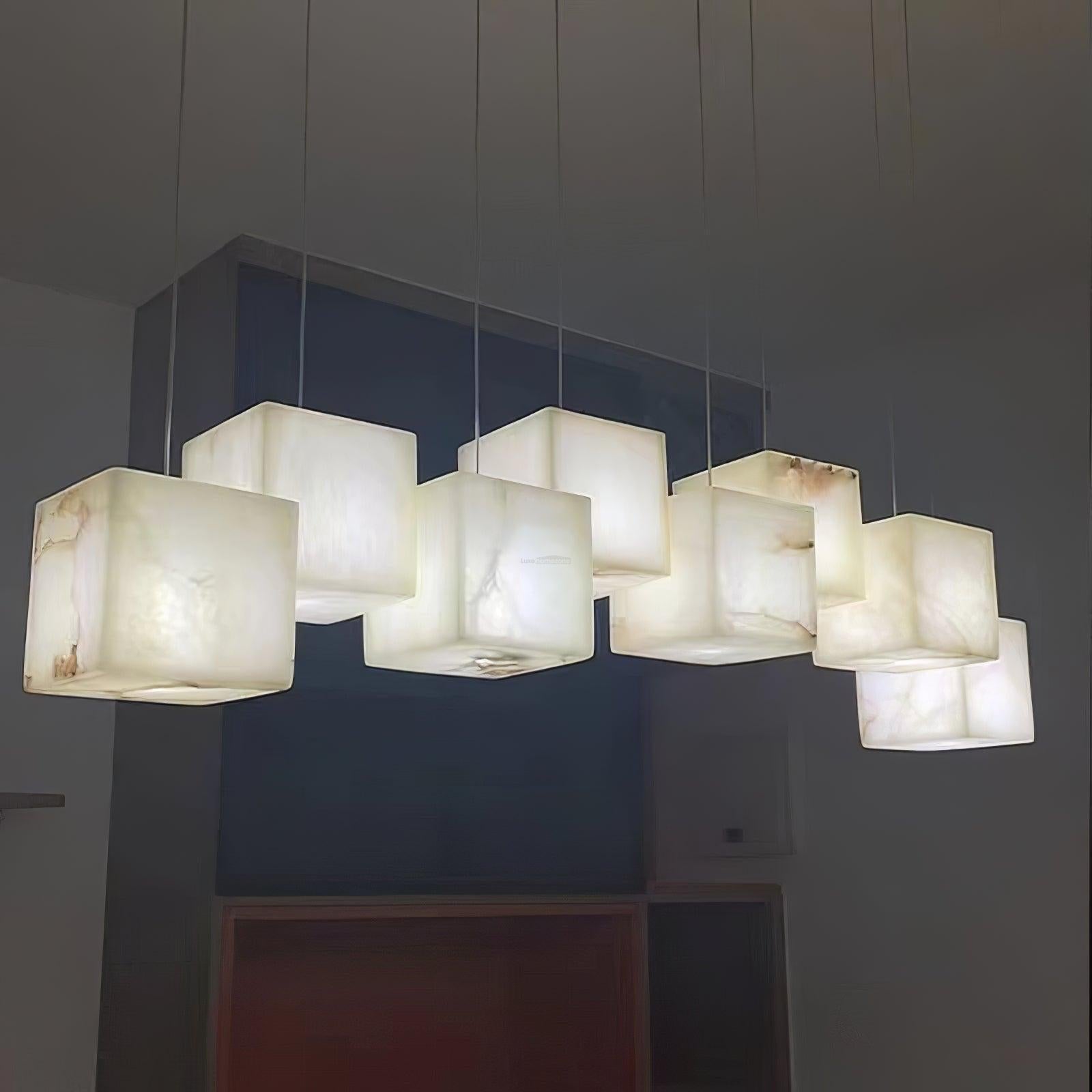Alabaster Box Linear Chandelier - 6 heads L 28.3" x W 4.7"x H 78.7" / L 72cm x W 12cm x H 200cmWhiteJoyfuzzy