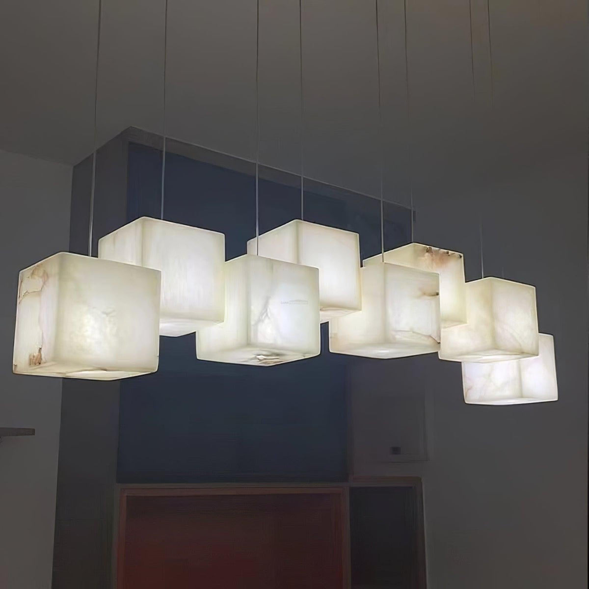 Alabaster Box Linear Chandelier - 6 heads L 28.3" x W 4.7"x H 78.7" / L 72cm x W 12cm x H 200cmWhiteJoyfuzzy