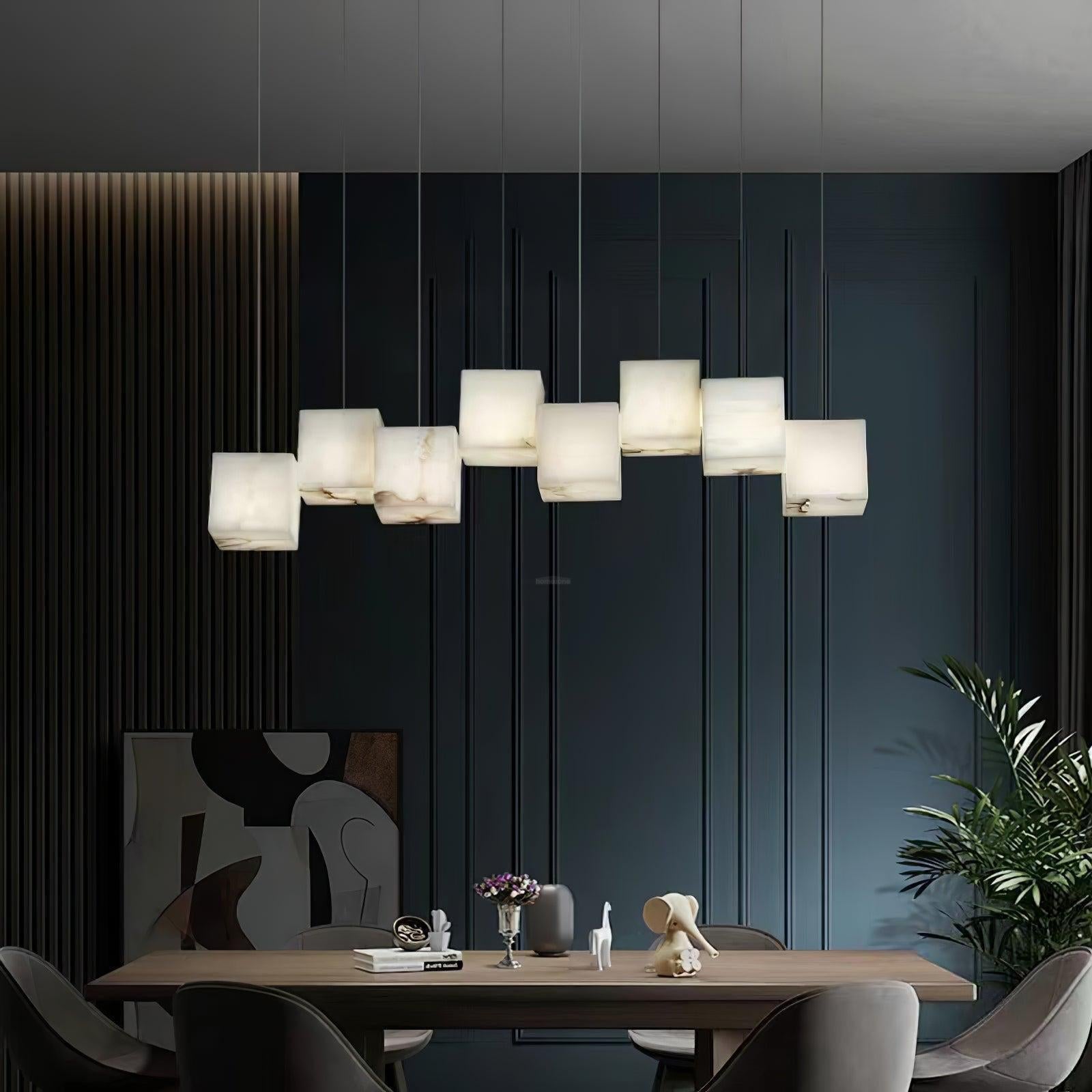 Alabaster Box Linear Chandelier - 6 heads L 28.3" x W 4.7"x H 78.7" / L 72cm x W 12cm x H 200cmWhiteJoyfuzzy