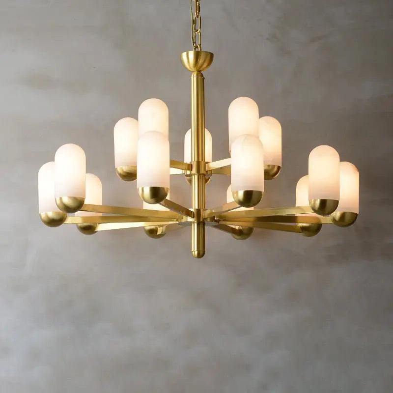 Alabaster Brass Chandelier Living Dining Lighting - 15 LightsJoyfuzzy