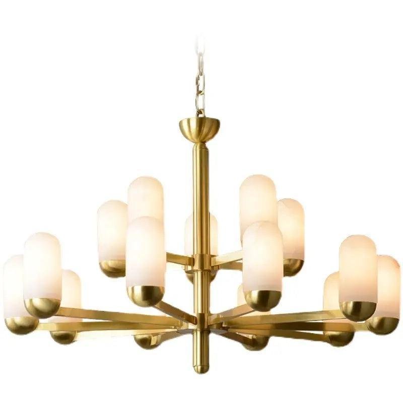 Alabaster Brass Chandelier Living Dining Lighting - 6 LightsJoyfuzzy