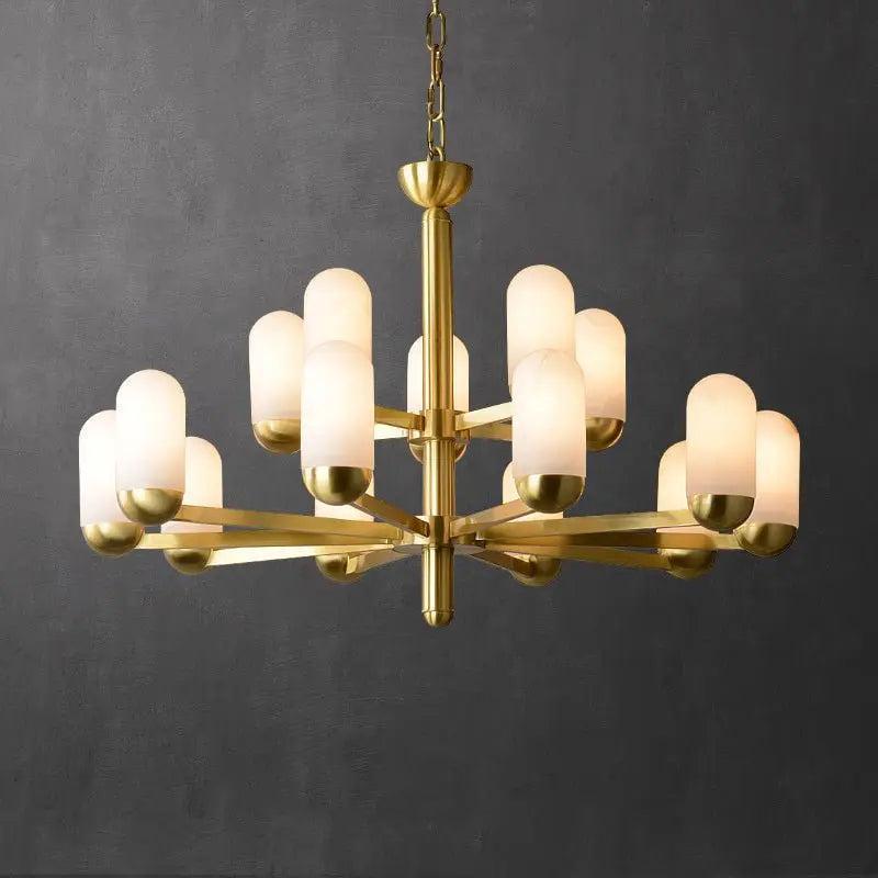 Alabaster Brass Chandelier Living Dining Lighting - 6 LightsJoyfuzzy