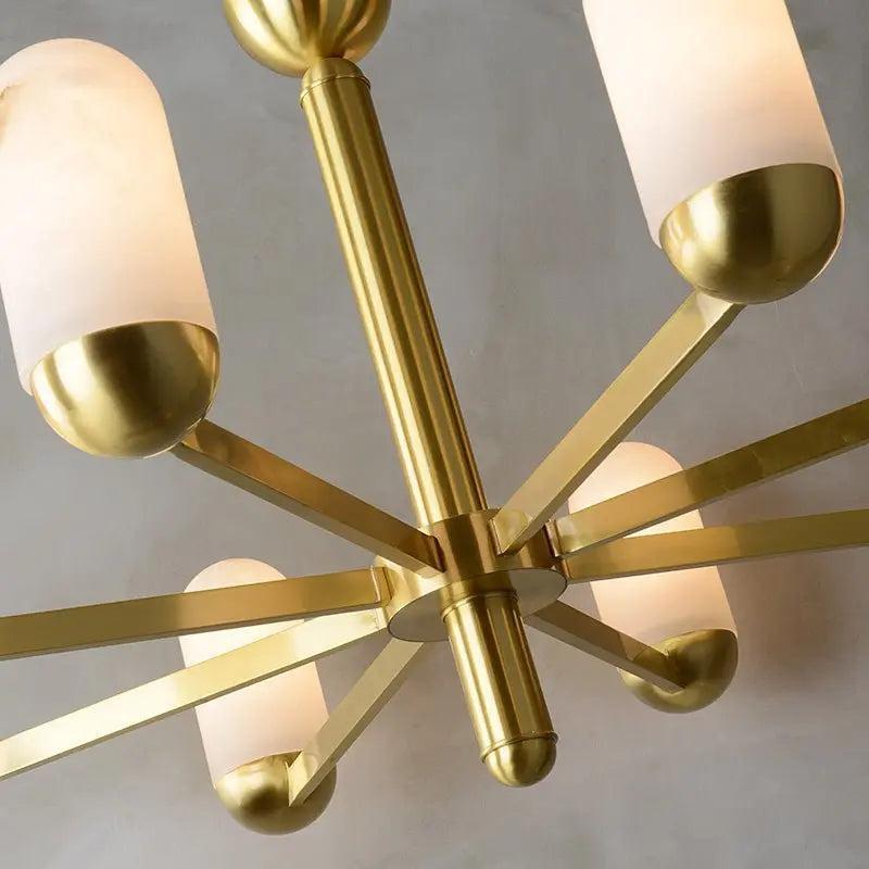 Alabaster Brass Chandelier Living Dining Lighting - 6 LightsJoyfuzzy