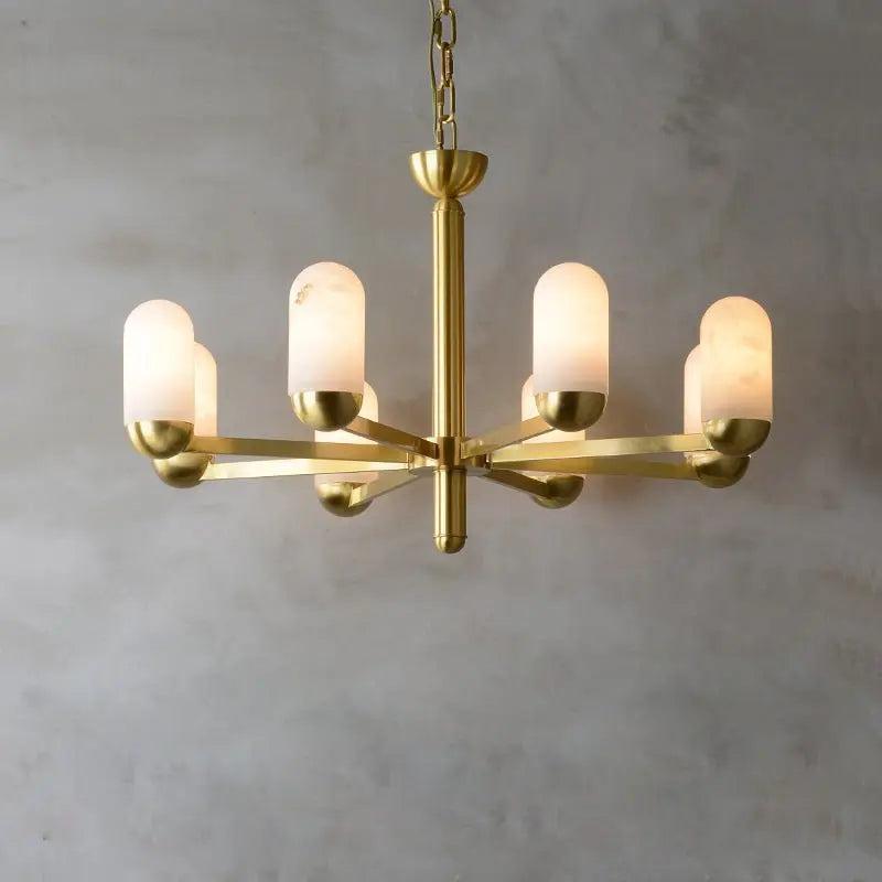 Alabaster Brass Chandelier Living Dining Lighting - 8 LightsJoyfuzzy