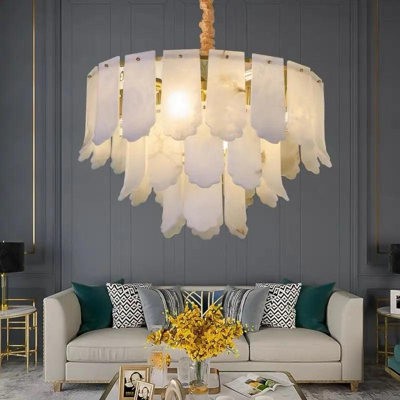 Alabaster Brass Multi - Layer Chandelier Lamp - 3 LayerJoyfuzzy