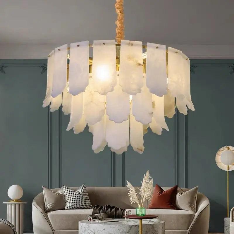 Alabaster Brass Multi - Layer Chandelier Lamp - 2 LayerJoyfuzzy