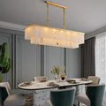 Alabaster Brass Rectangular Chandelier - Joyfuzzy