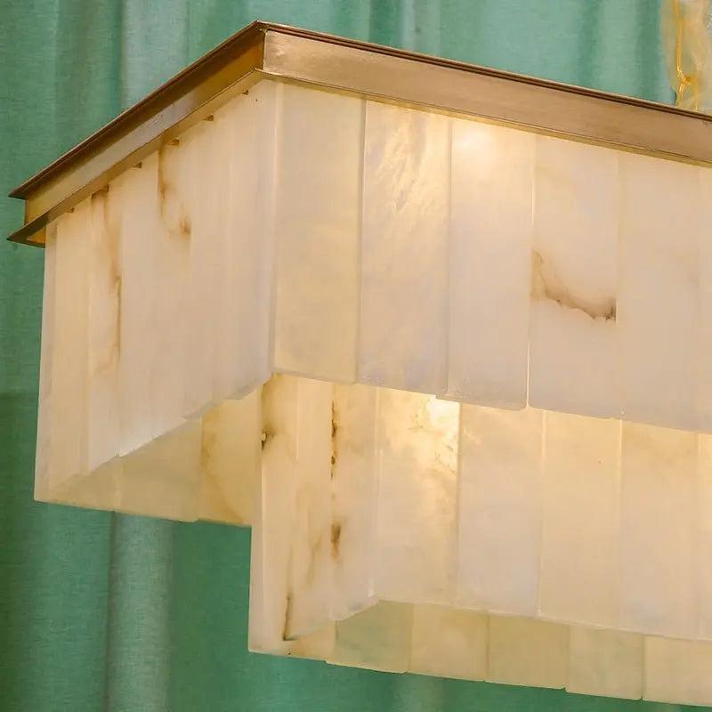 Alabaster Brass Rectangular Chandelier - Joyfuzzy