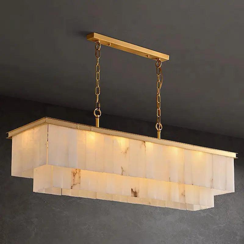 Alabaster Brass Rectangular Chandelier - Joyfuzzy