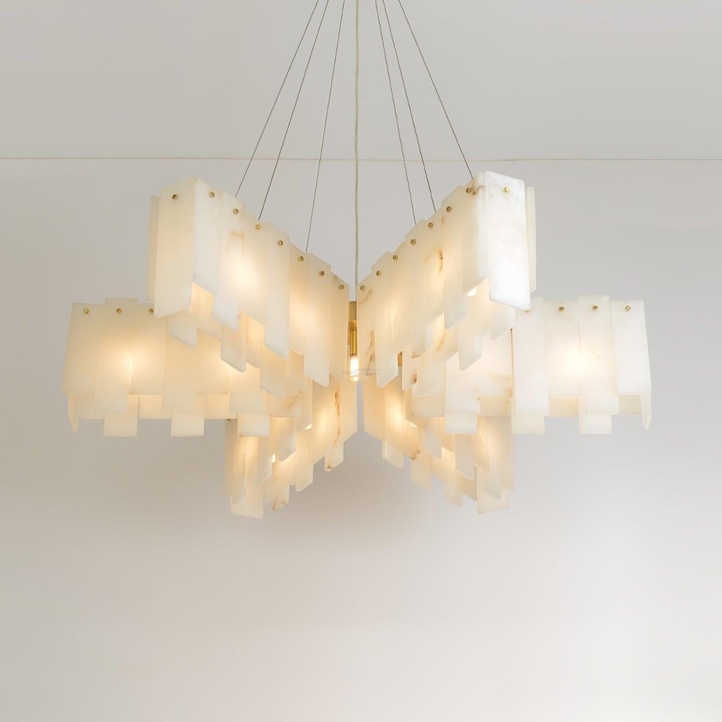 Alabaster Cascade Tiered Chandelier 27.6 - 27.6" x H 21.7" / Dia 57cm x H 150cmBrass & WhiteJoyfuzzy