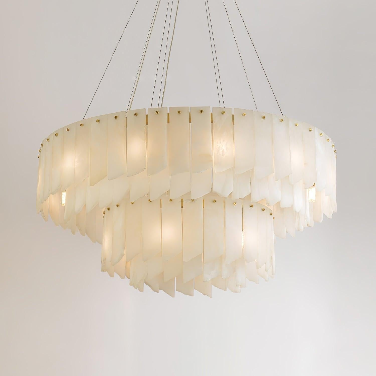Alabaster Cascade Tiered Chandelier 27.6 - 27.6" x H 21.7" / Dia 57cm x H 150cmBrass & WhiteJoyfuzzy