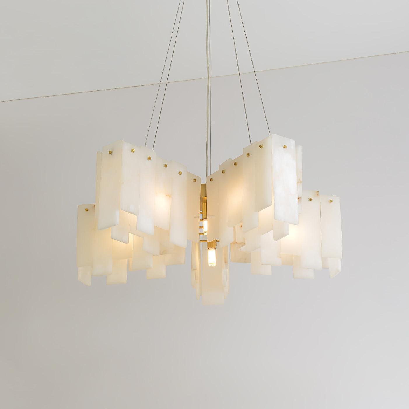 Alabaster Cascade Tiered Chandelier 27.6 - 27.6" x H 21.7" / Dia 57cm x H 150cmBrass & WhiteJoyfuzzy