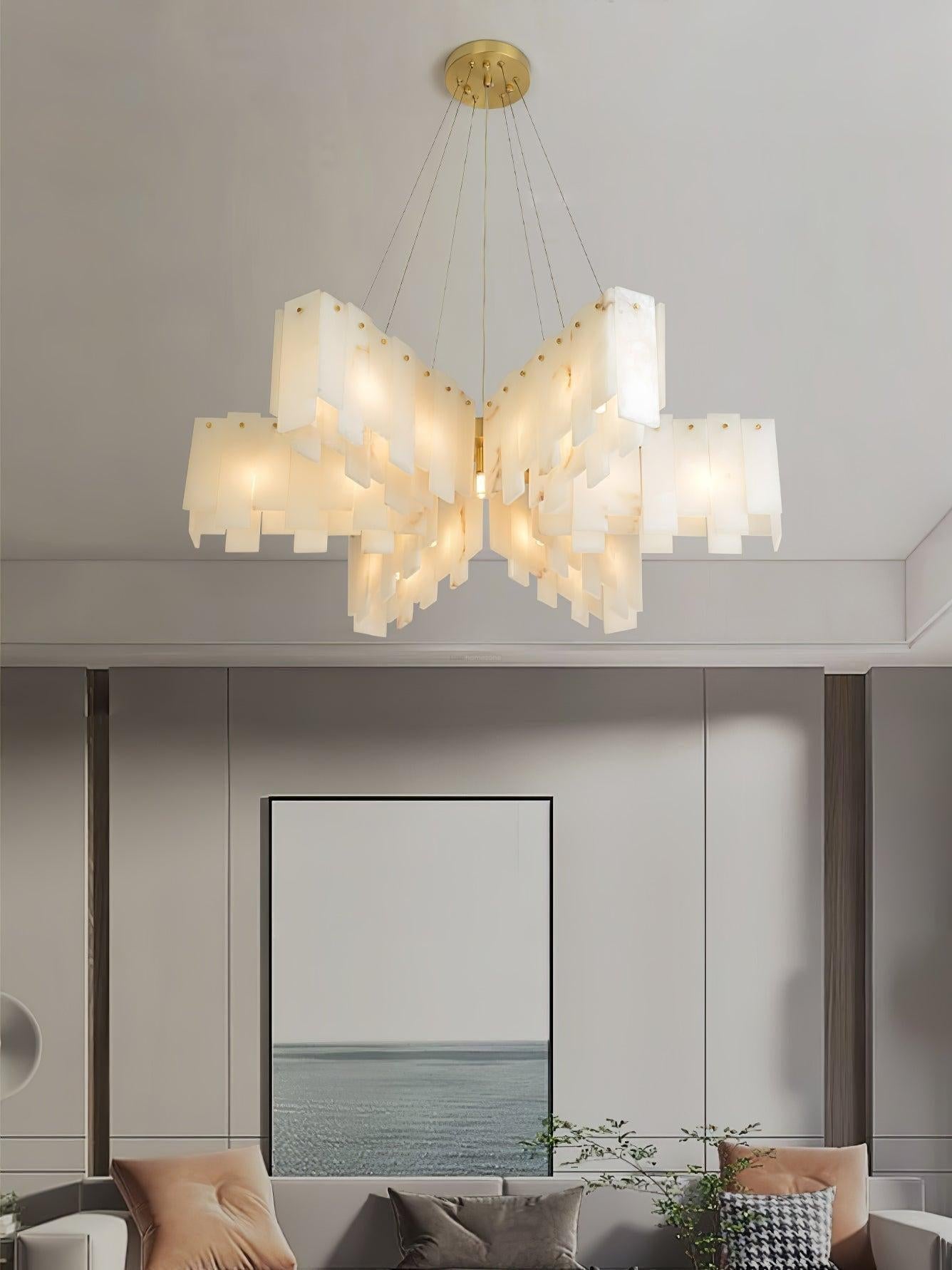 Alabaster Cascade Tiered Chandelier 27.6 - 27.6" x H 21.7" / Dia 57cm x H 150cmBrass & WhiteJoyfuzzy