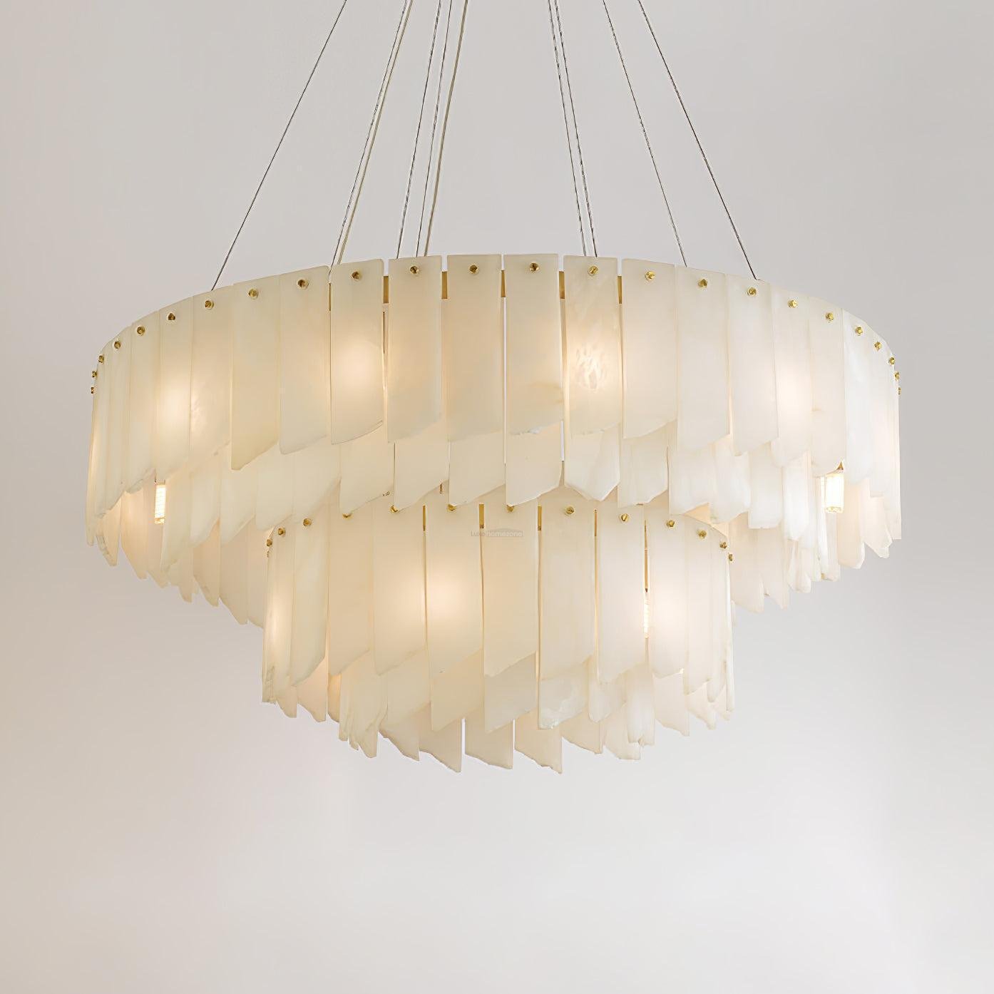 Alabaster Cascade Tiered Chandelier 27.6 - 27.6" x H 21.7" / Dia 120cm x H 150cmBrass & WhiteJoyfuzzy