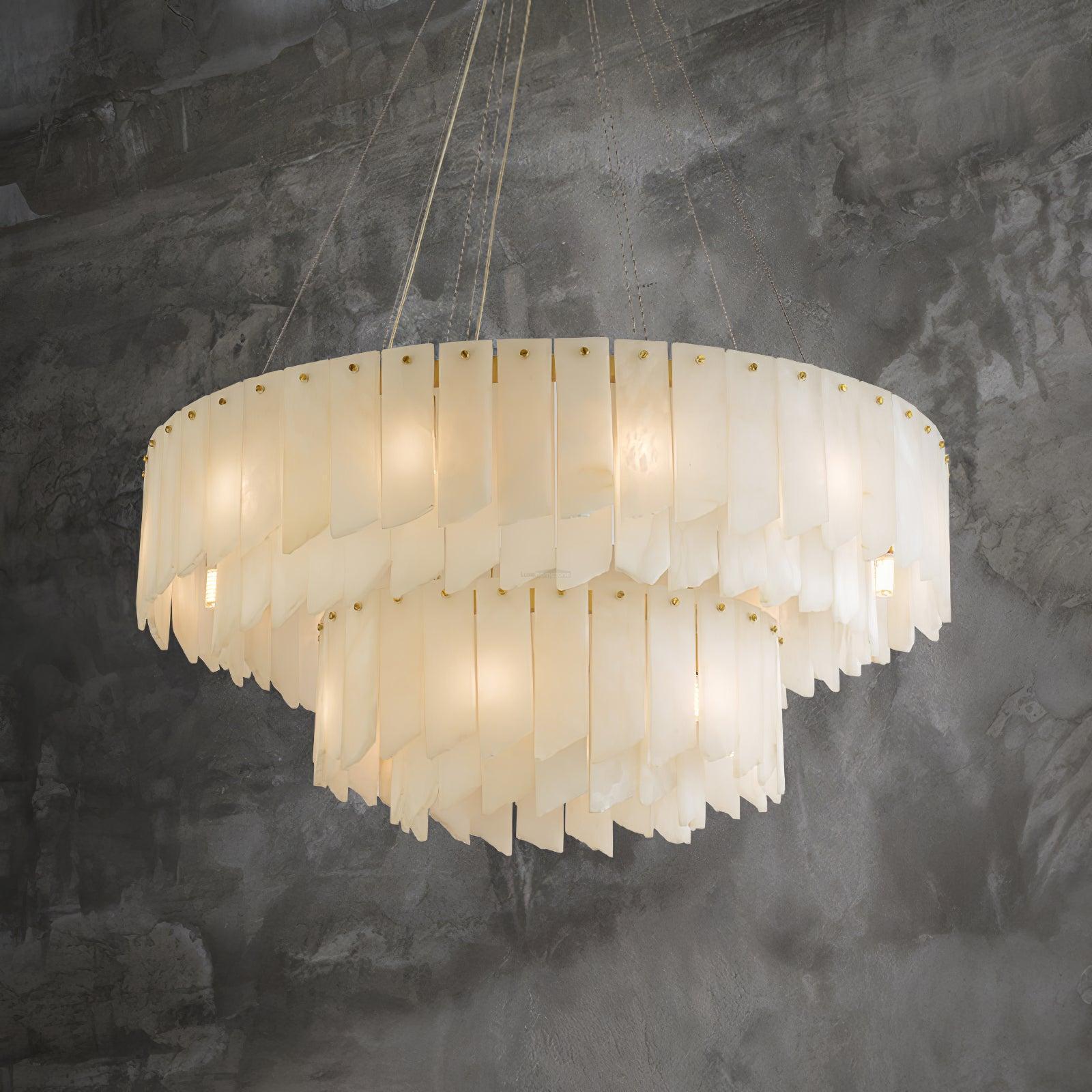 Alabaster Cascade Tiered Chandelier 27.6 - 27.6" x H 21.7" / Dia 57cm x H 150cmBrass & WhiteJoyfuzzy