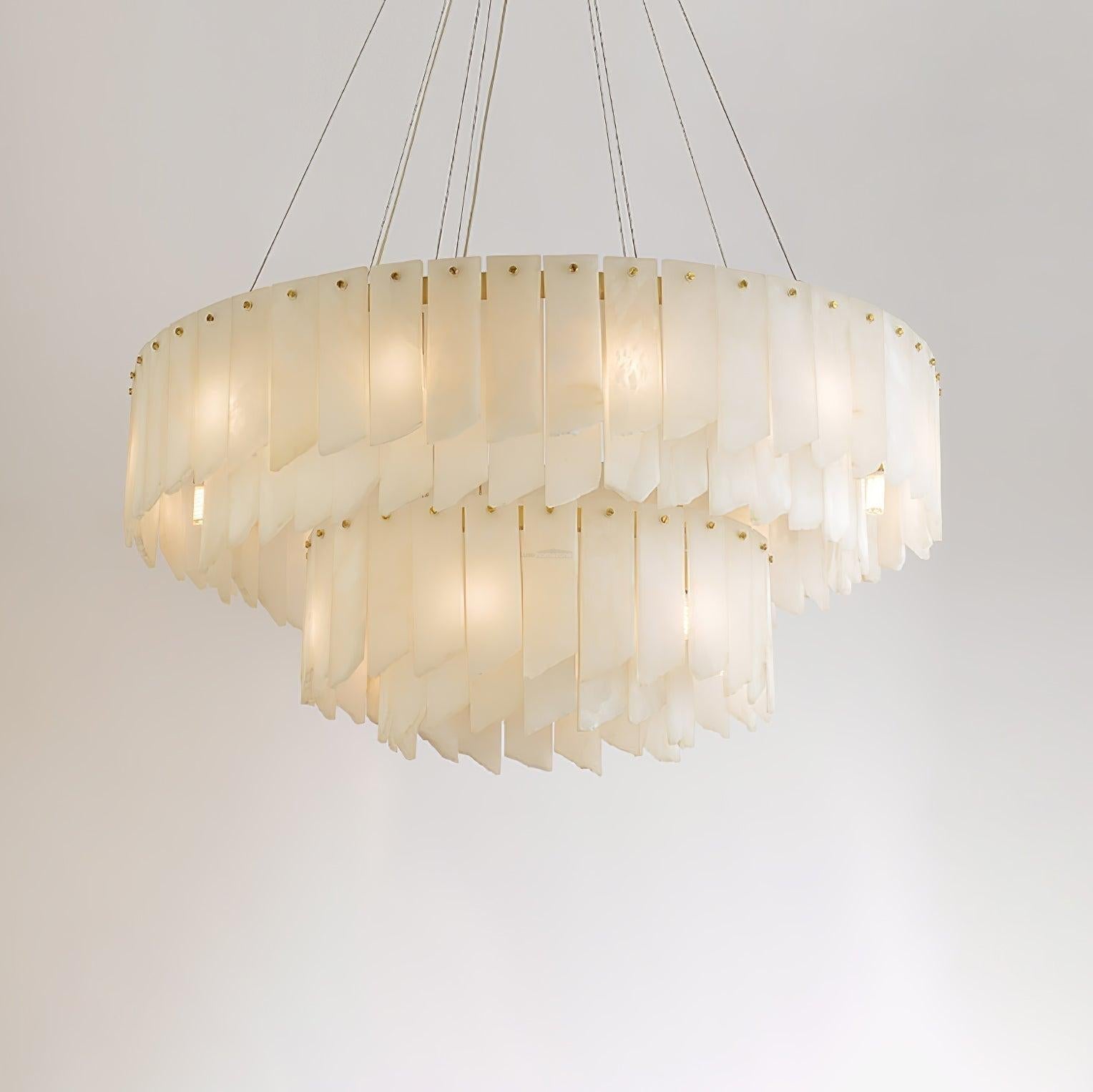 Alabaster Cascade Tiered Chandelier 27.6 - 27.6" x H 21.7" / Dia 57cm x H 150cmBrass & WhiteJoyfuzzy