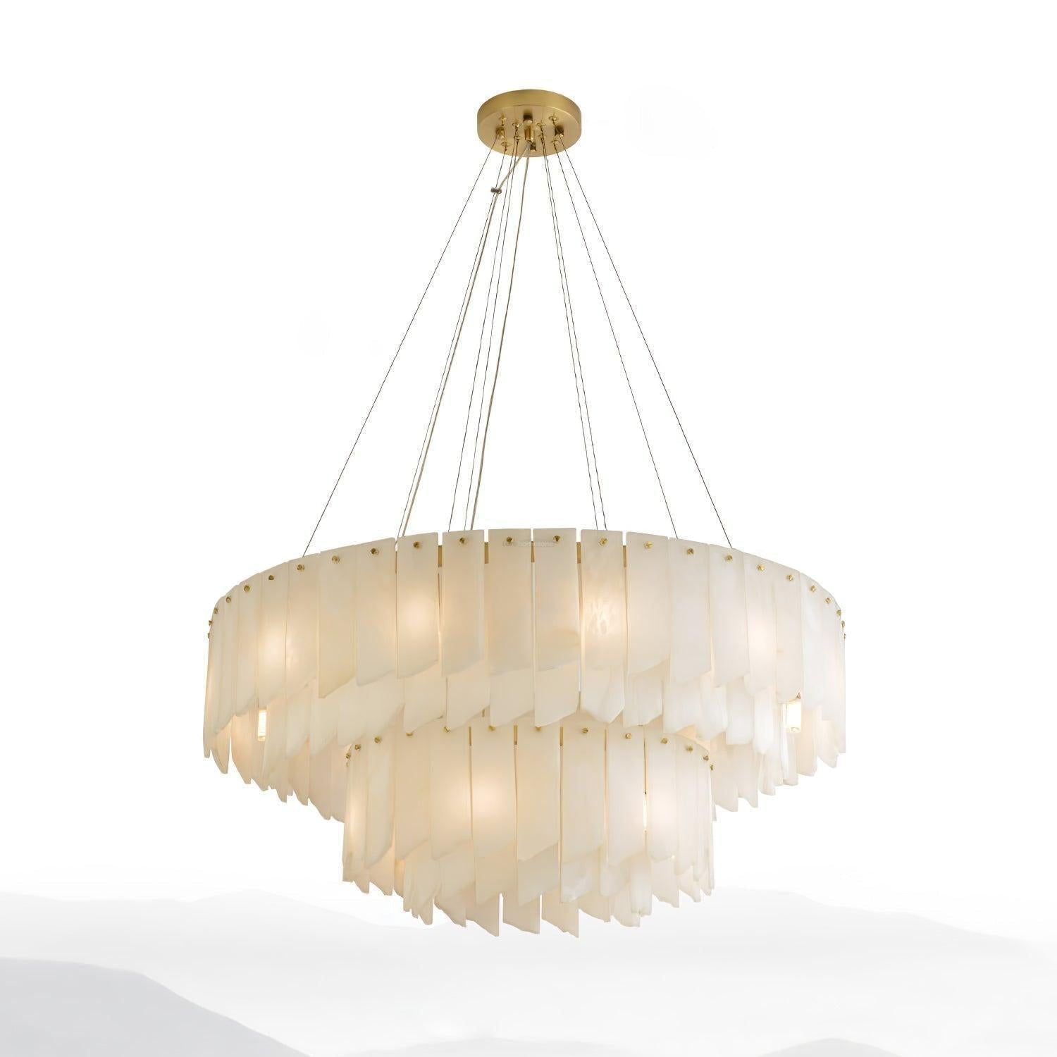 Alabaster Cascade Tiered Chandelier 27.6 - 27.6" x H 21.7" / Dia 57cm x H 150cmBrass & WhiteJoyfuzzy