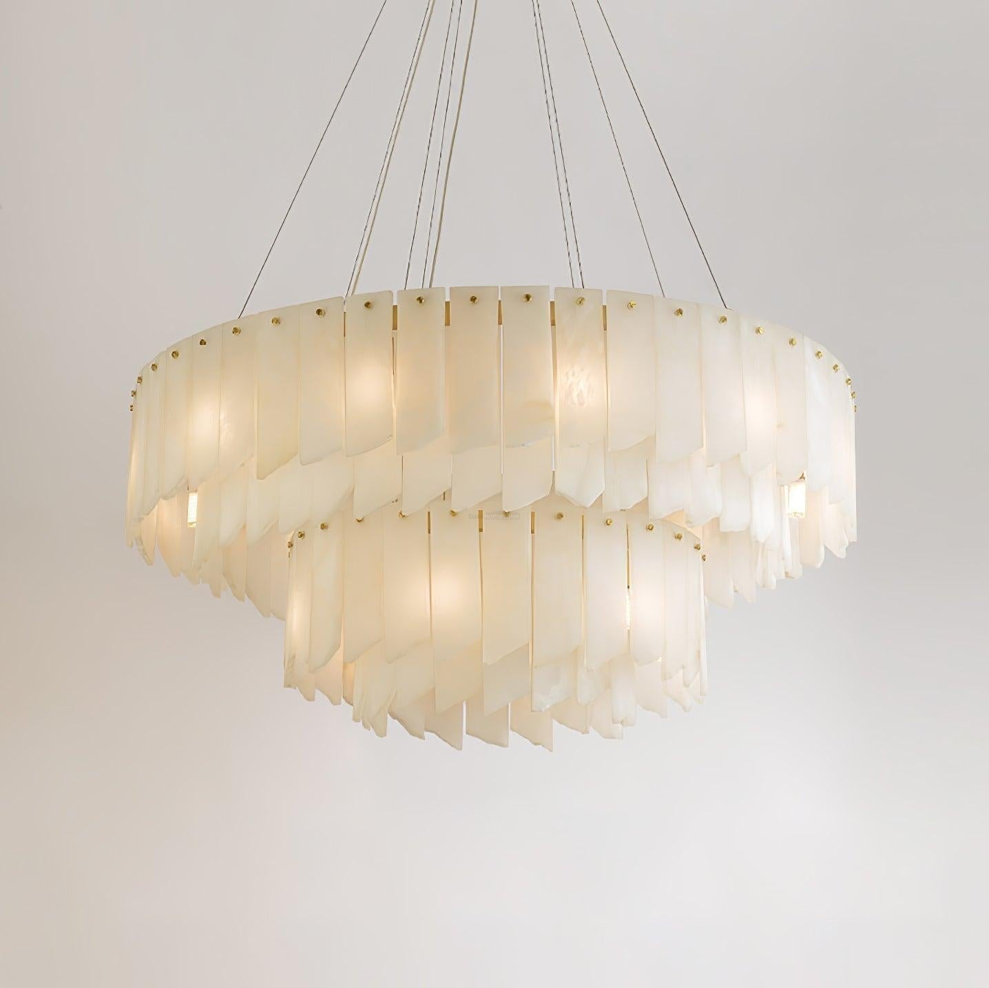 Alabaster Cascade Tiered Chandelier 27.6 - 27.6" x H 21.7" / Dia 100cm x H 150cmBrass & WhiteJoyfuzzy