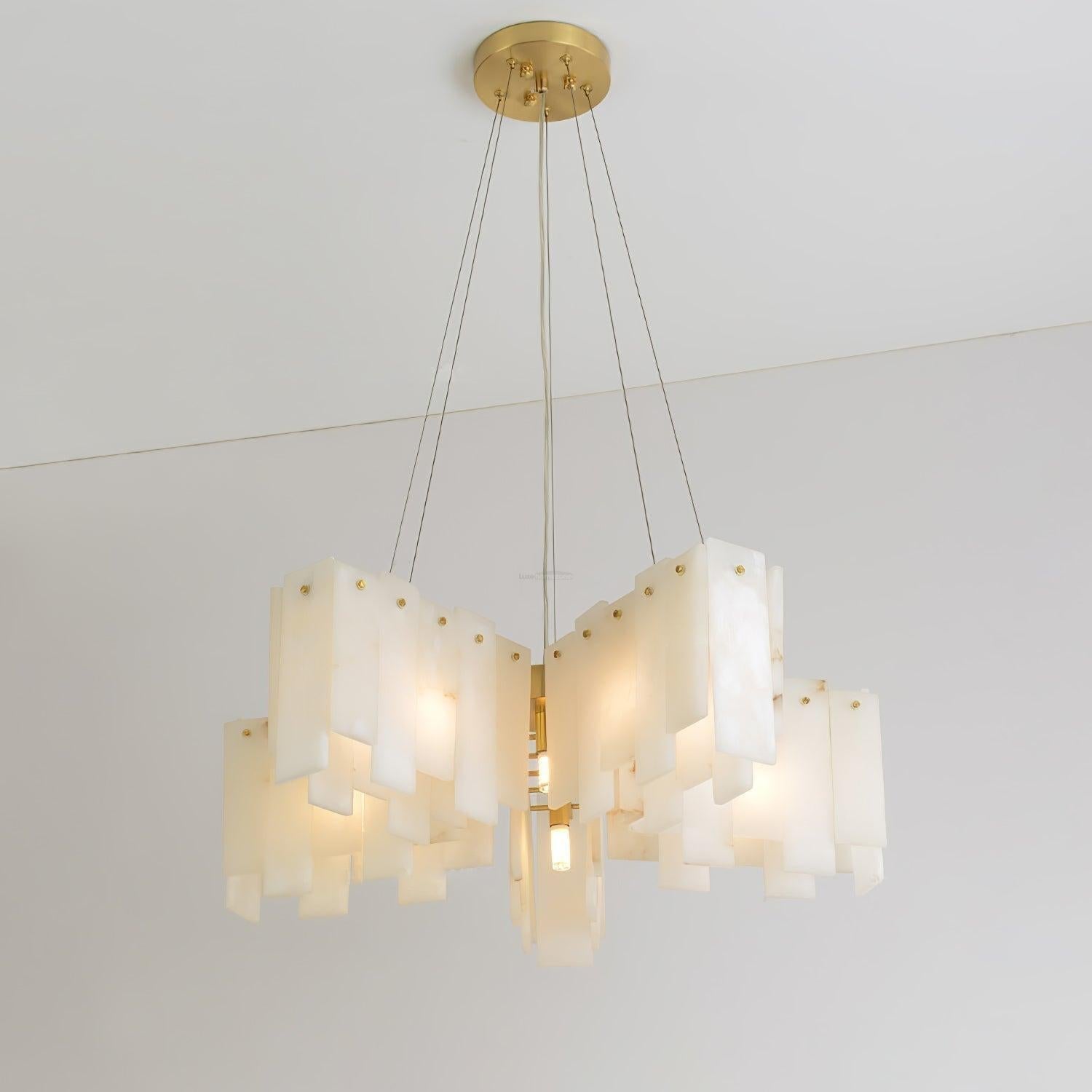 Alabaster Cascade Tiered Chandelier 27.6 - 27.6" x H 21.7" / Dia 65cm x H 150cmBrass & WhiteJoyfuzzy