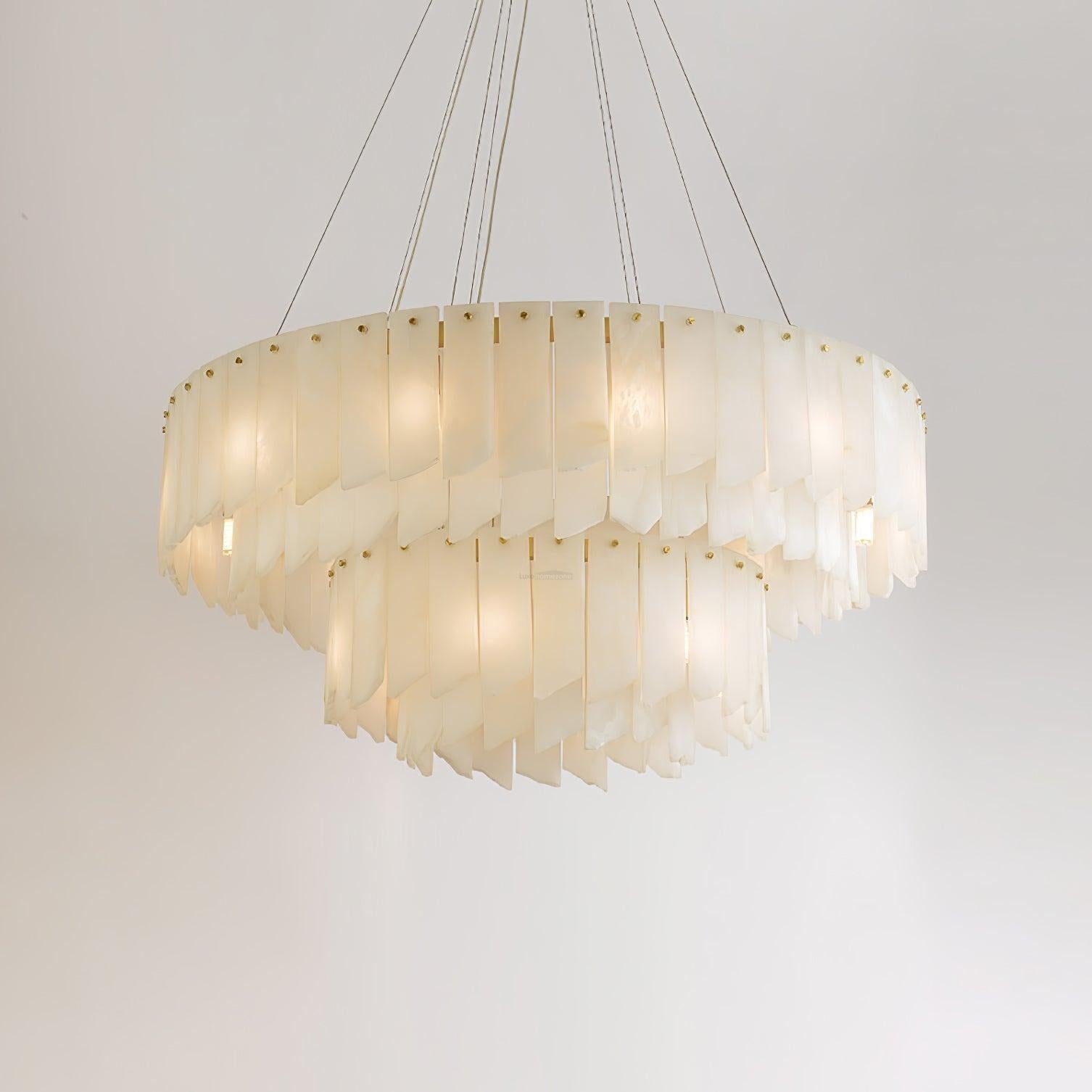 Alabaster Cascade Tiered Chandelier 27.6 - 27.6" x H 21.7" / Dia 80cm x H 150cmBrass & WhiteJoyfuzzy