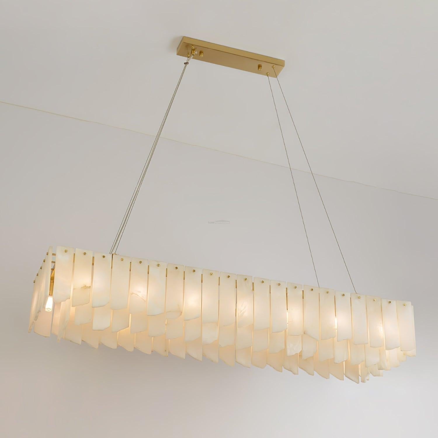 Alabaster Cascade Tiered Chandelier 27.6 - L 2.6" x W 3.1" x H 23.6" / L 106cm x W 26cm x H 150cmBrass & WhiteJoyfuzzy
