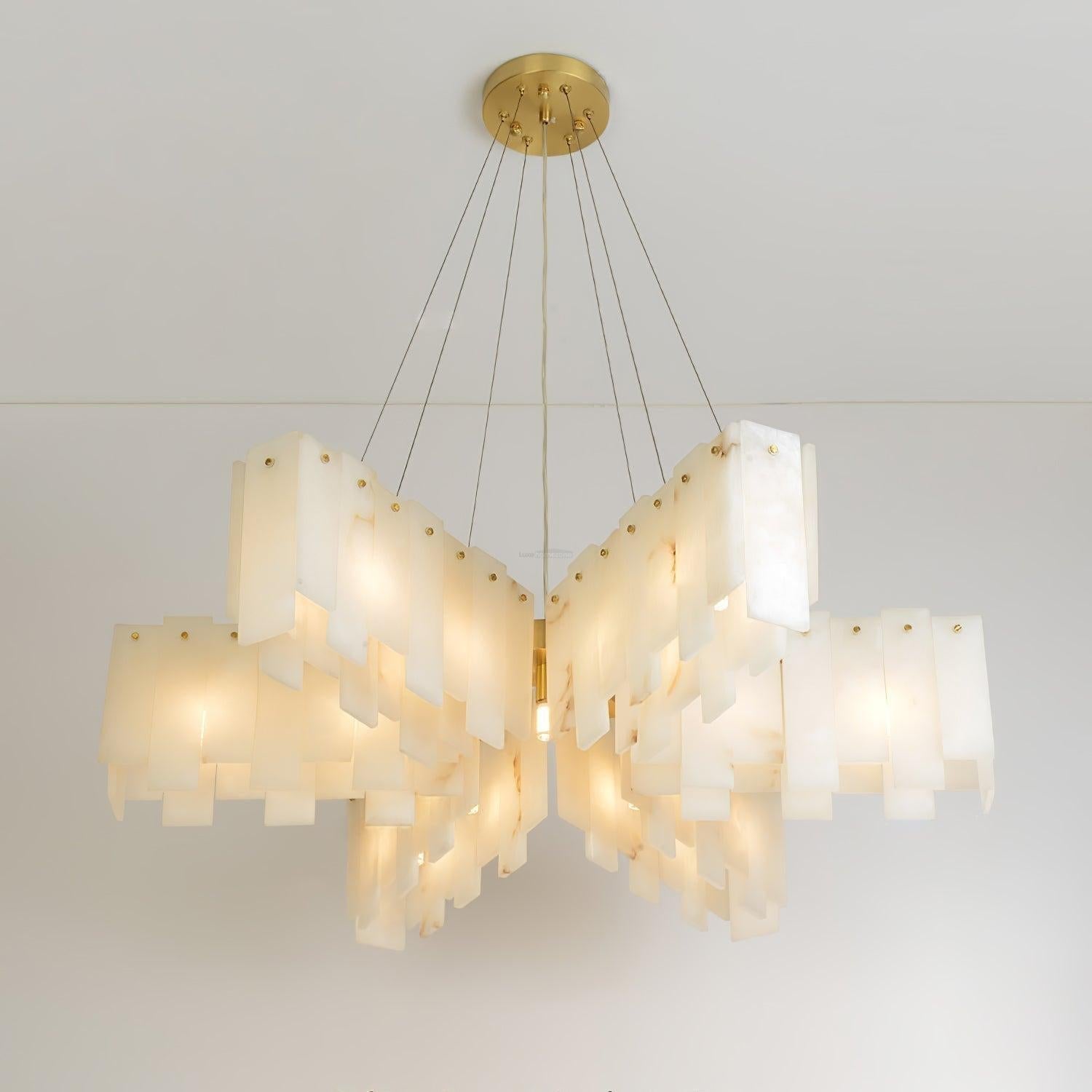 Alabaster Cascade Tiered Chandelier 27.6 - 27.6" x H 21.7" / Dia 95cm x H 150cmBrass & WhiteJoyfuzzy