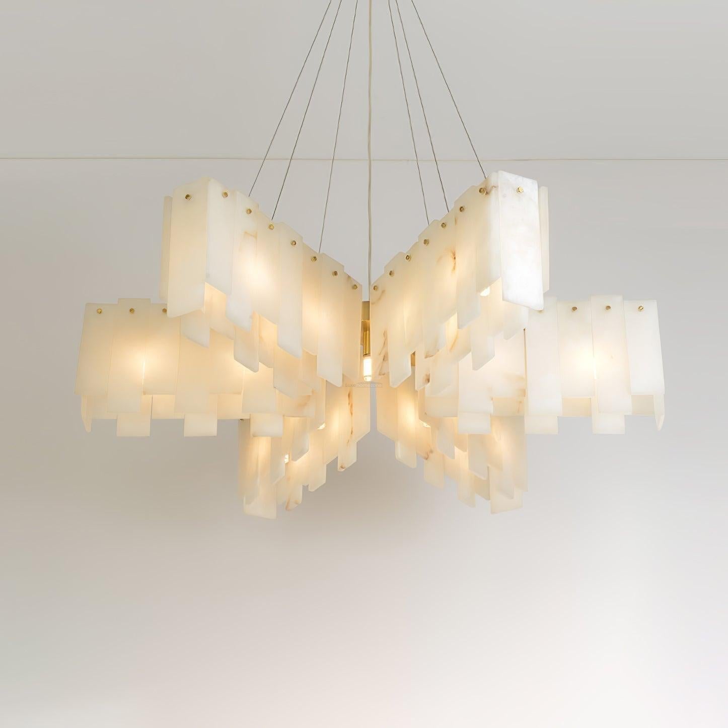 Alabaster Cascade Tiered Chandelier 27.6 - 27.6" x H 21.7" / Dia 57cm x H 150cmBrass & WhiteJoyfuzzy