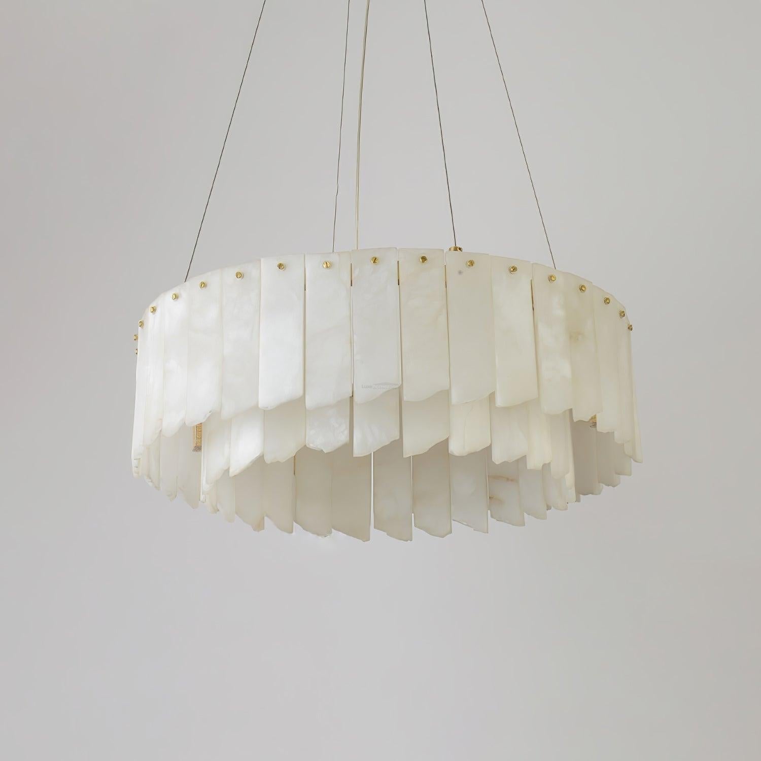 Alabaster Cascade Tiered Chandelier 27.6 - 27.6" x H 21.7" / Dia 57cm x H 150cmBrass & WhiteJoyfuzzy