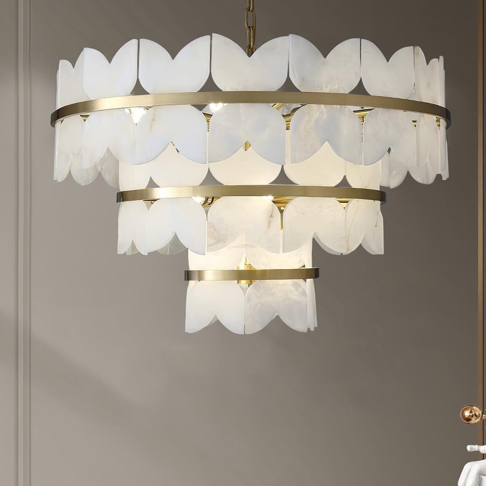 Alabaster Cloudscape Chandelier with 1/2 layer - 2 layers Long L 39.4" x W 13.8" x H 14.2" / L 100cm x W 35cm x H 36cmJoyfuzzy