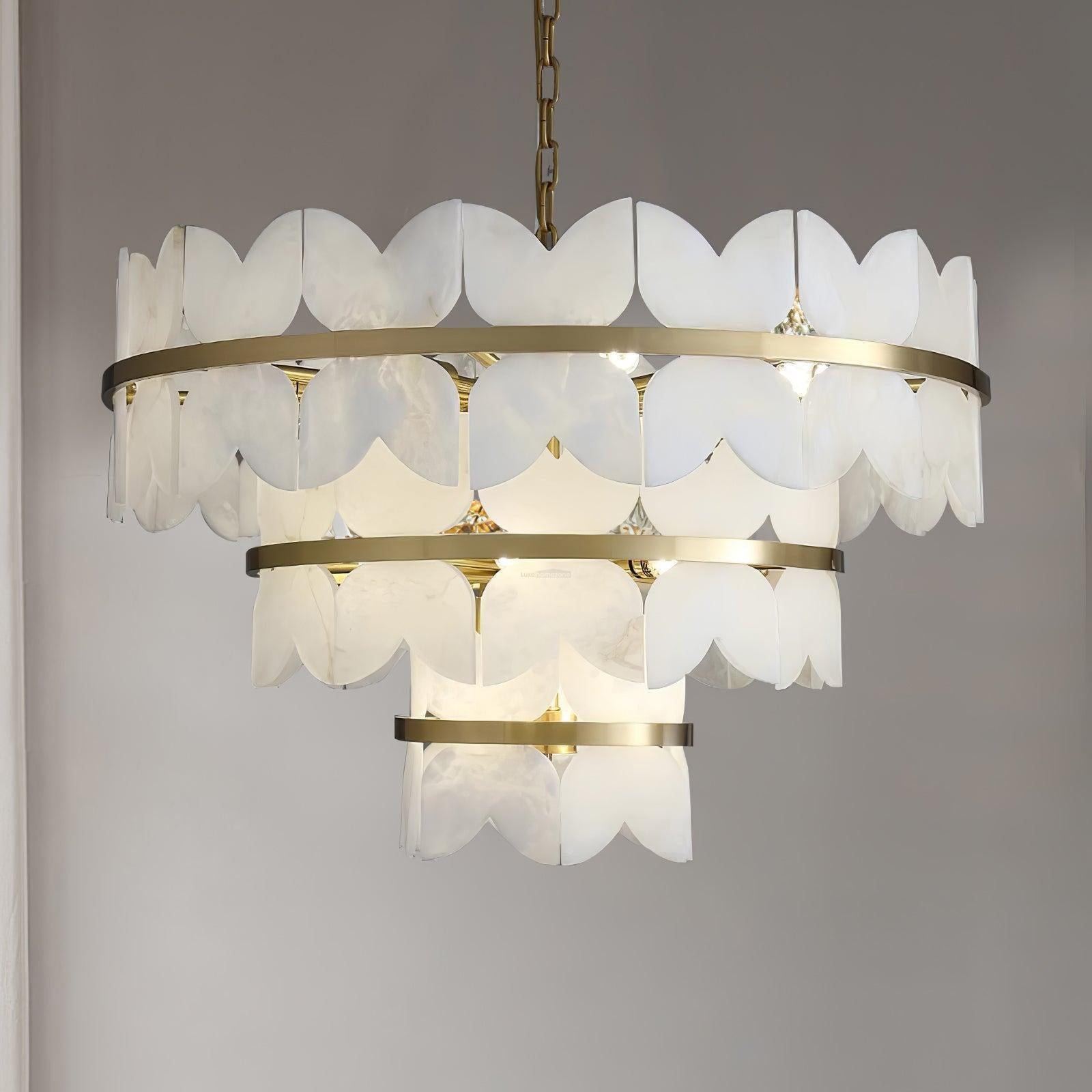 Alabaster Cloudscape Chandelier with 1/2 layer - 2 layers Long L 39.4" x W 13.8" x H 14.2" / L 100cm x W 35cm x H 36cmJoyfuzzy