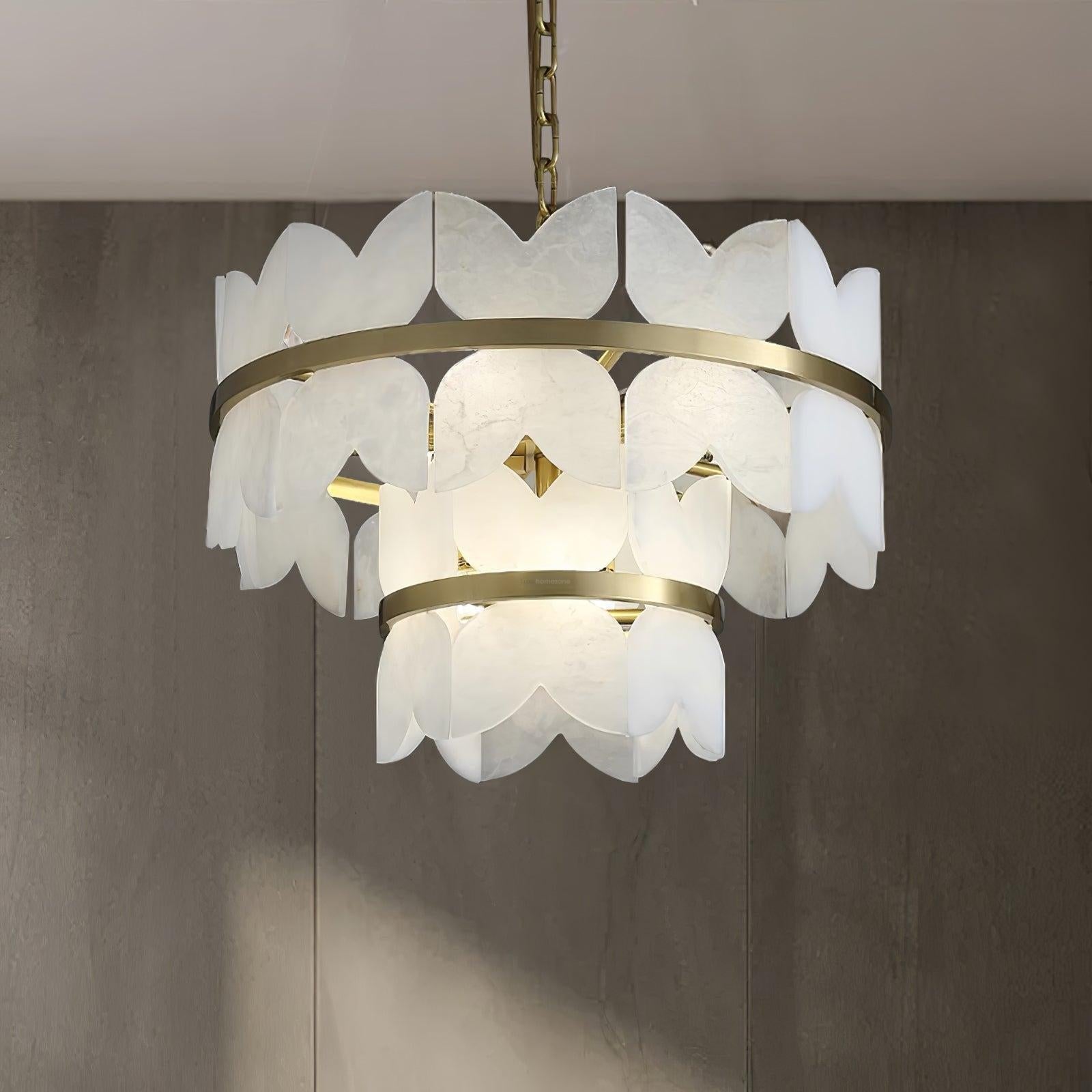 Alabaster Cloudscape Chandelier with 1/2 layer - 2 layers Long L 39.4" x W 13.8" x H 14.2" / L 100cm x W 35cm x H 36cmJoyfuzzy