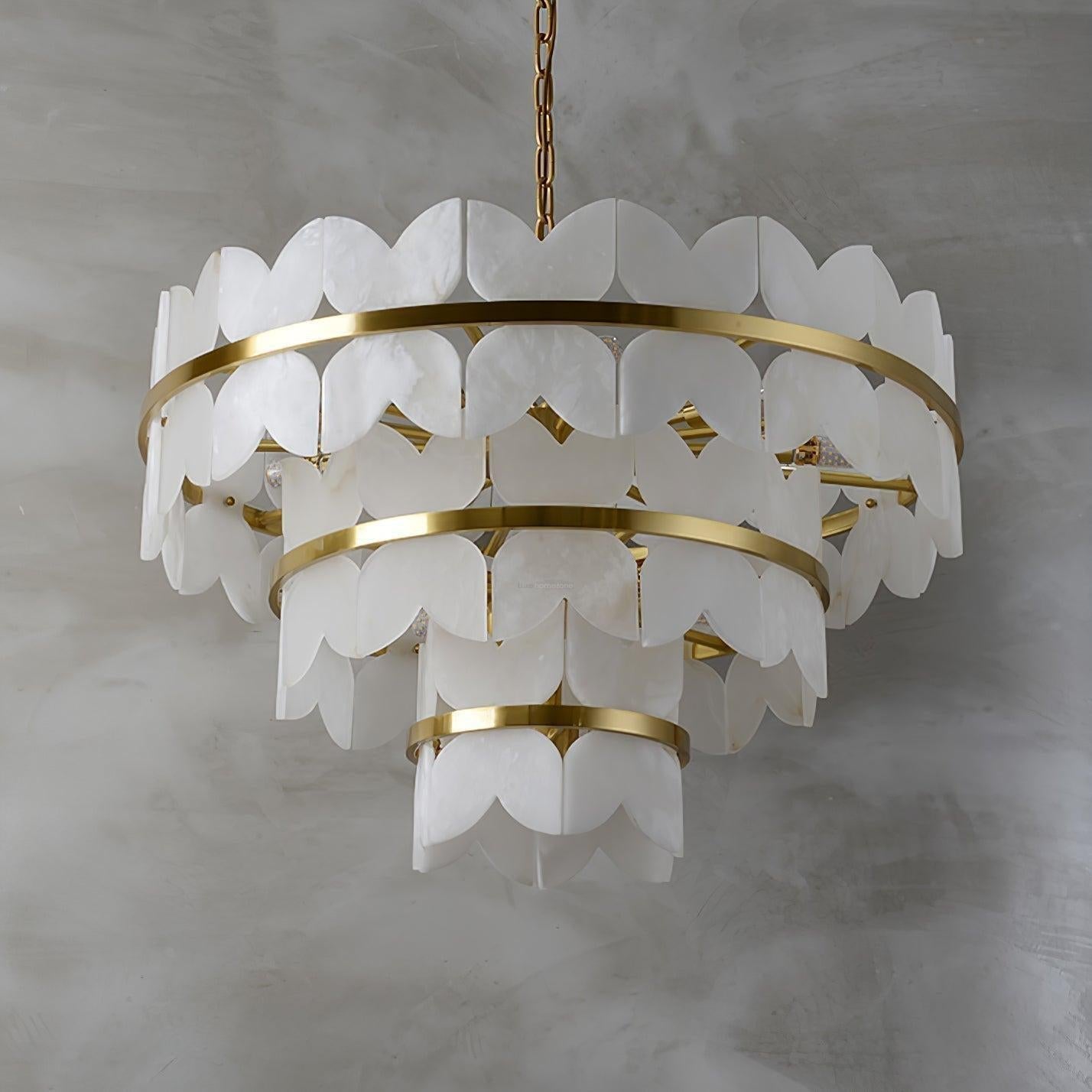 Alabaster Cloudscape Chandelier with 1/2 layer - 2 layers Long L 39.4" x W 13.8" x H 14.2" / L 100cm x W 35cm x H 36cmJoyfuzzy