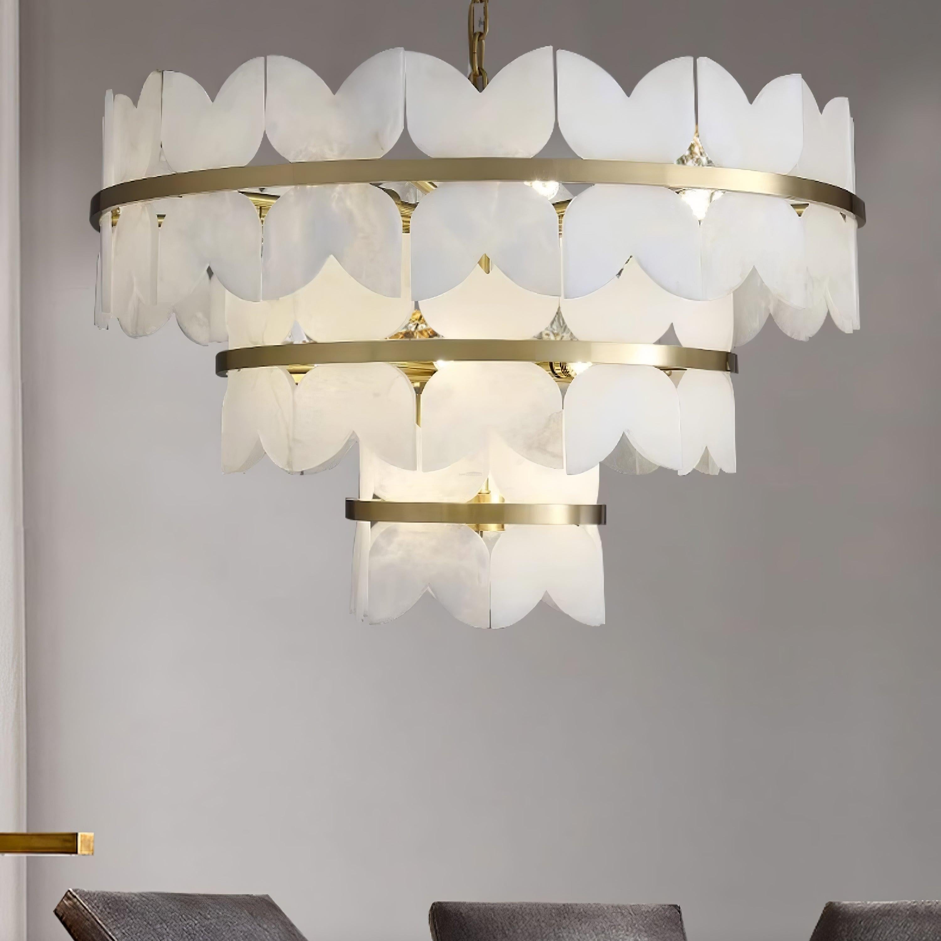 Alabaster Cloudscape Chandelier with 1/2 layer - 2 layers Long L 39.4" x W 13.8" x H 14.2" / L 100cm x W 35cm x H 36cmJoyfuzzy
