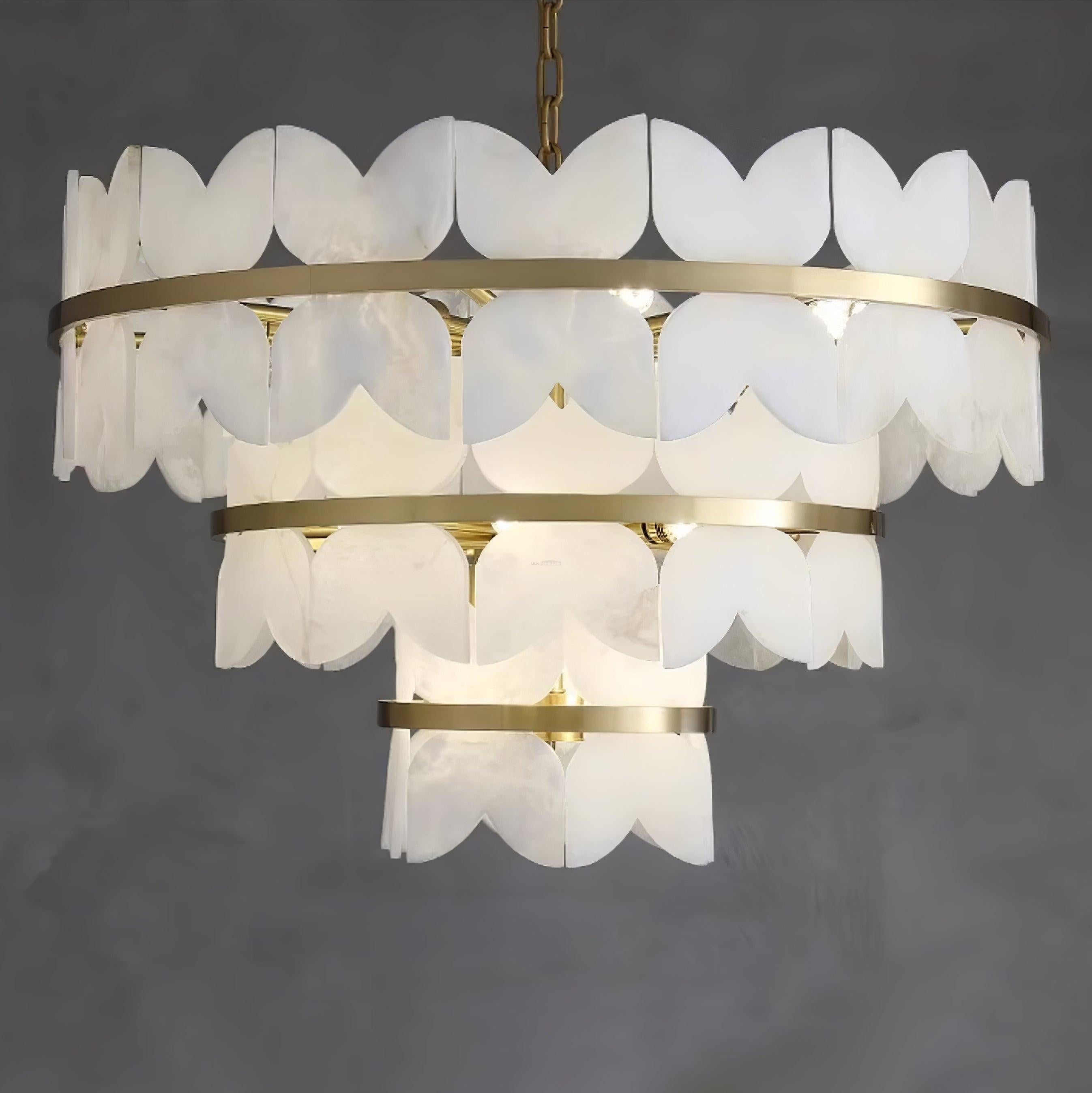 Alabaster Cloudscape Chandelier with 1/2 layer - 2 layers Long L 39.4" x W 13.8" x H 14.2" / L 100cm x W 35cm x H 36cmJoyfuzzy