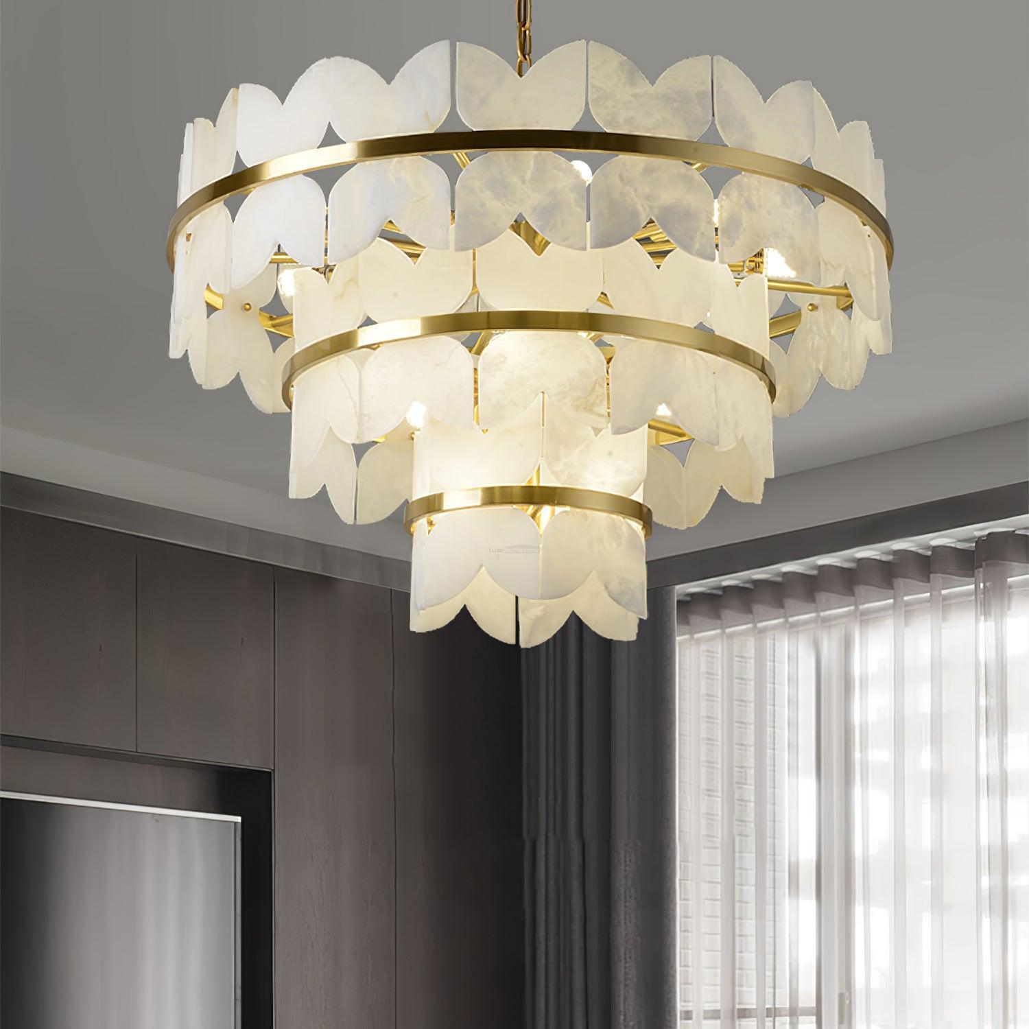 Alabaster Cloudscape Chandelier with 1/2 layer - 2 layers Long L 39.4" x W 13.8" x H 14.2" / L 100cm x W 35cm x H 36cmJoyfuzzy