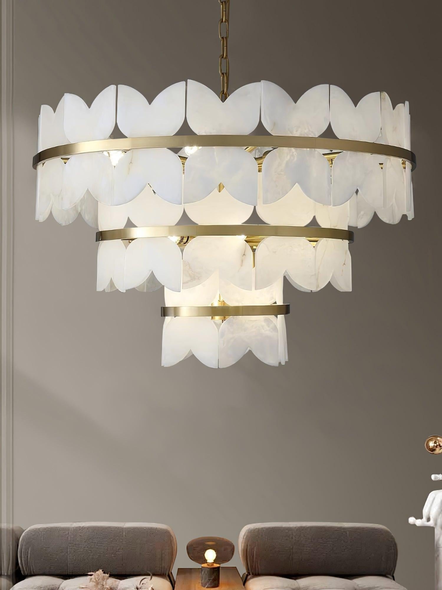 Alabaster Cloudscape Chandelier with 1/2 layer - 2 layers Long L 39.4" x W 13.8" x H 14.2" / L 100cm x W 35cm x H 36cmJoyfuzzy