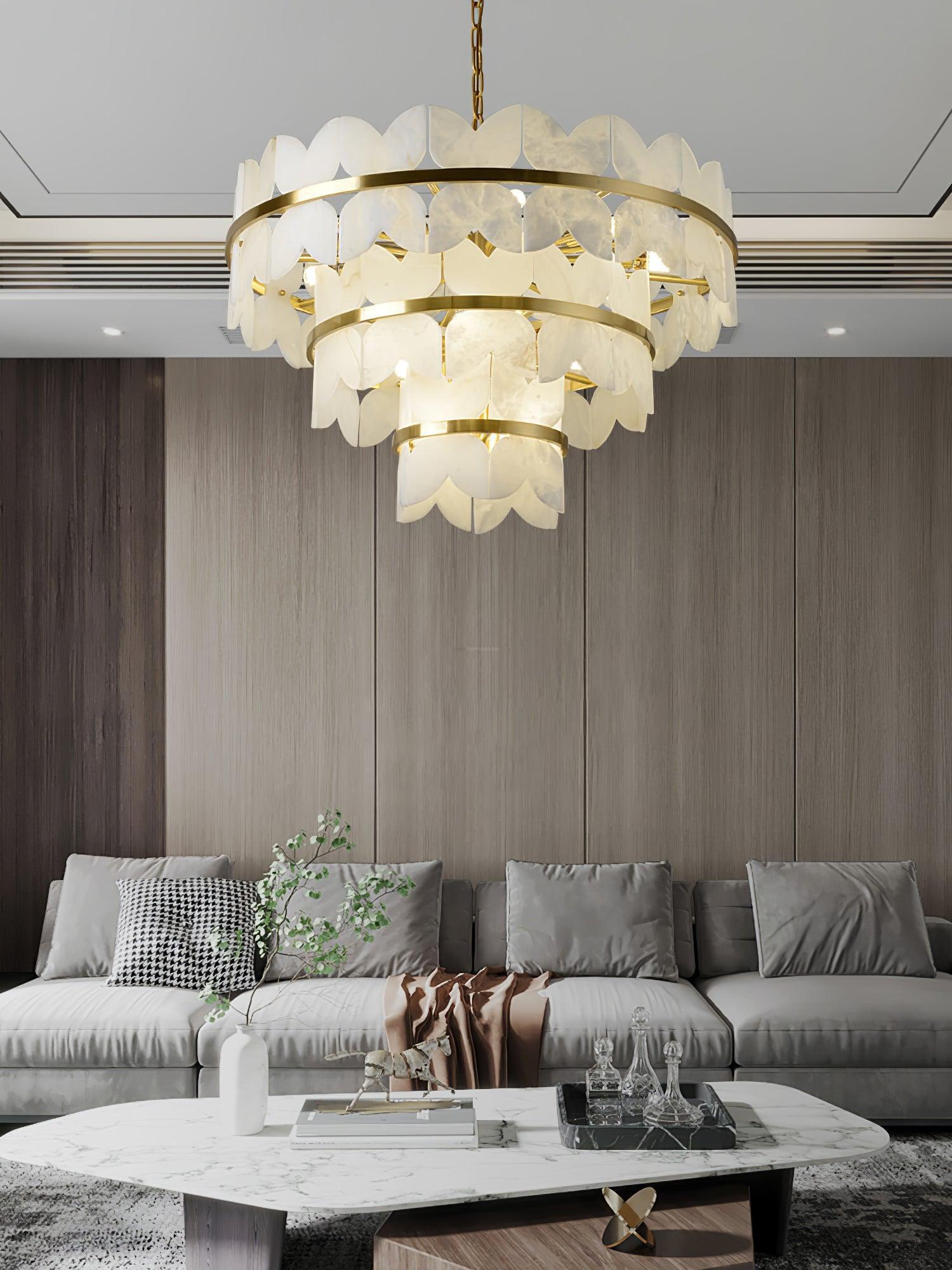 Alabaster Cloudscape Chandelier with 1/2 layer - 2 layers Long L 39.4" x W 13.8" x H 14.2" / L 100cm x W 35cm x H 36cmJoyfuzzy